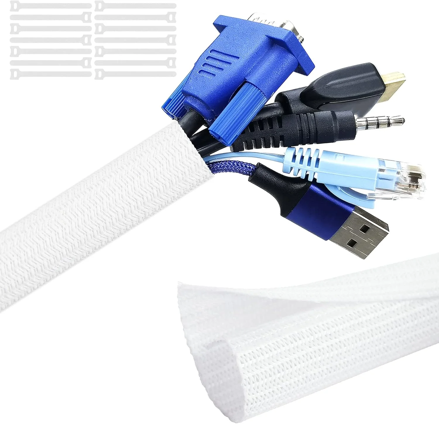 محافظ کابل سوناتور، سازمان دهنده کابل، طول 5 متر - روکش سیم 1/2 اینچی، پوشش دهنده سیم خود چسب، آستین کابل بافته شده به همراه 14 بست کابل قابل استفاده مجدد، سازمان دهنده کابل برای تلویزیون/صوتی/کامپیوتر/خودرو محافظ کابل سوناتور، سازمان دهنده کابل، طول 5 متر - روکش سیم 1/2 اینچی، پوشش دهنده سیم خود چسب، آستین کابل بافته شده به همراه 14 بست کابل قابل استفاده مجدد، سازمان دهنده کابل برای تلویزیون/صوتی/کامپیوتر/خودرو