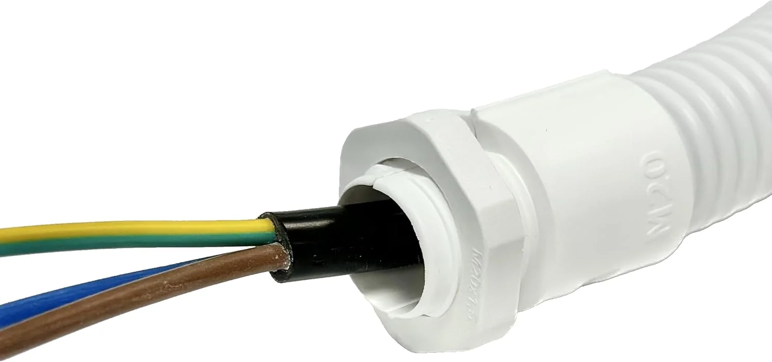 لوله خرطومی انعطاف پذیر SoliFlex مناسب فضای باز، بسته نصاب، IP40 - کلاف 10 متری - دفن زیرزمینی، ترانکینگ خارجی، داکت برق، محافظت از سیم و کابل. به همراه اتصالات - 10 گلند و مهره