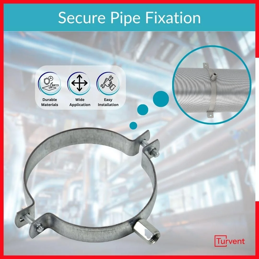 بست لوله 4 اینچی - براکت نصب فولادی گالوانیزه - گیره کانال با رزوه M8/M10 - براکت های فلزی نگهدارنده برای سیستم تهویه مطبوع