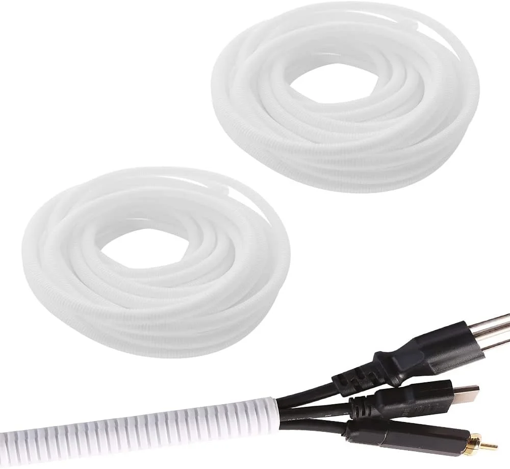 لوله خرطومی شکاف دار برای سیم کشی، لوله محافظ کابل سیم سفید، لوله مرتب کننده کابل برای کابل های تلویزیون، سیم برق، چراغ های باغ (قطر خارجی 10 میلی متر، 6 متر)