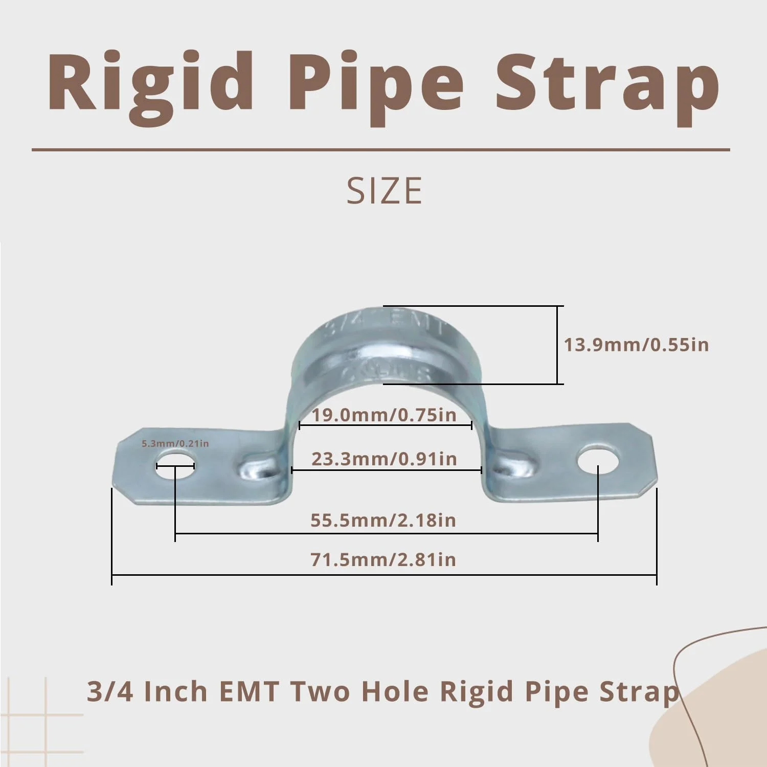 بست لوله استیل ضد زنگ دو سوراخه سایز 3/4 اینچ، 50 عددی، بست لوله برای نصب ایمن لوله های برق، بست مقاوم در برابر زنگ زدگی برای نصب مطمئن