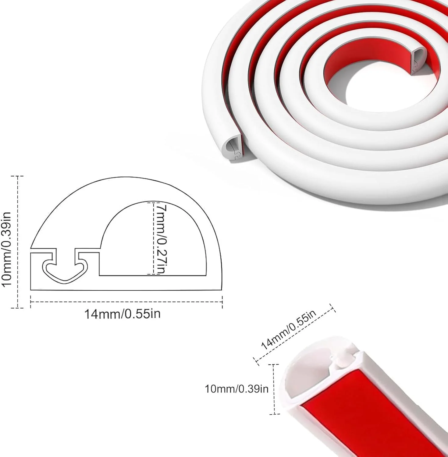 کانال کابل 2 متری، داکت کابل مینی سفید برای کابل های برق 14x10 میلی متر، داکت کابل نوار خود چسب انعطاف پذیر برای پنهان کردن 1 پوشش سیم برای کابل ها پنهان کننده سیم برای دیوار کف (1 عدد * 2 متر)
