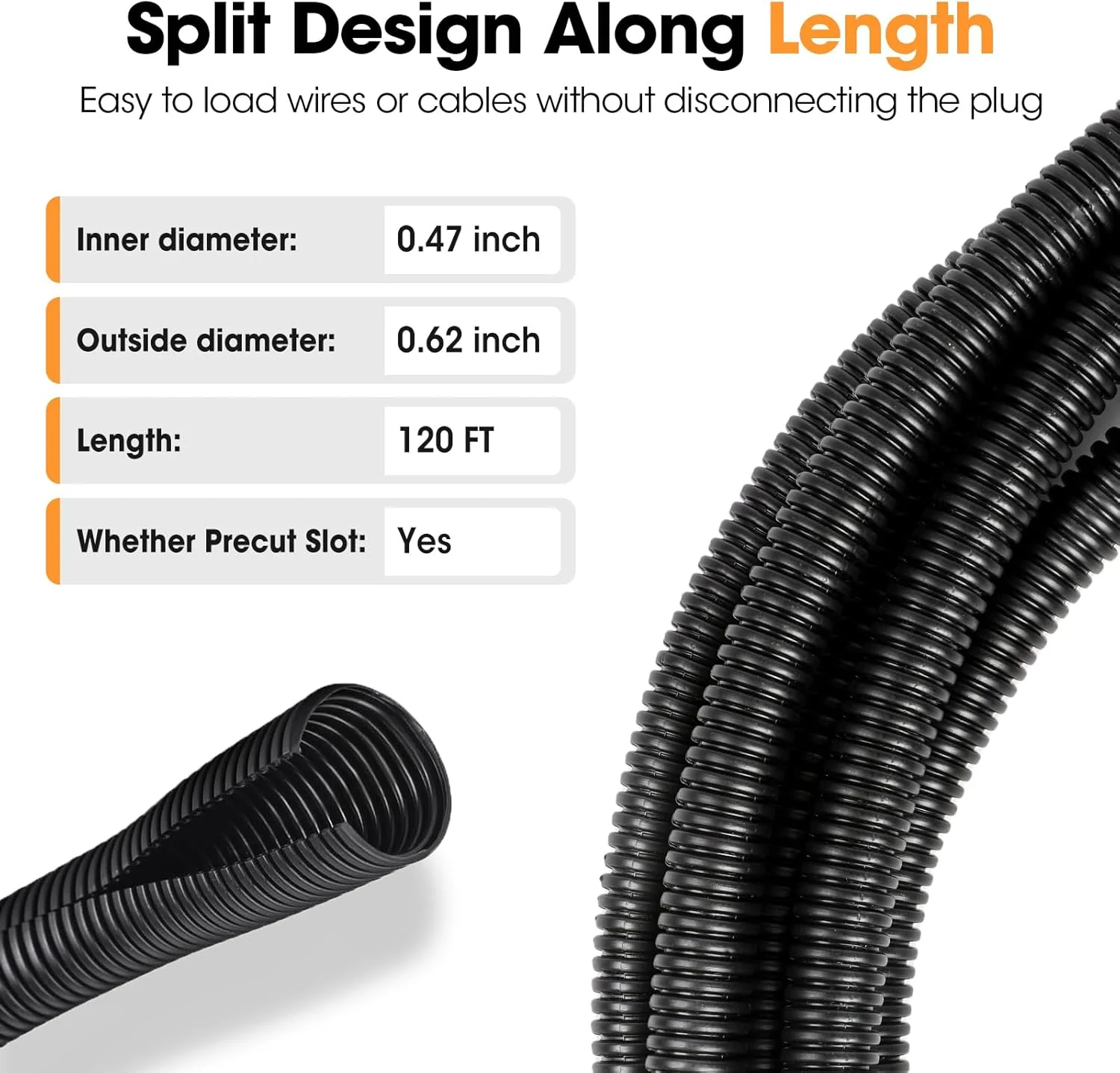 لوله خرطومی سیم 36 متر، لوله محافظ سیم شکاف دار، روکش محافظ سیم - مشکی لوله خرطومی سیم 36 متر، لوله محافظ سیم شکاف دار، روکش محافظ سیم - مشکی