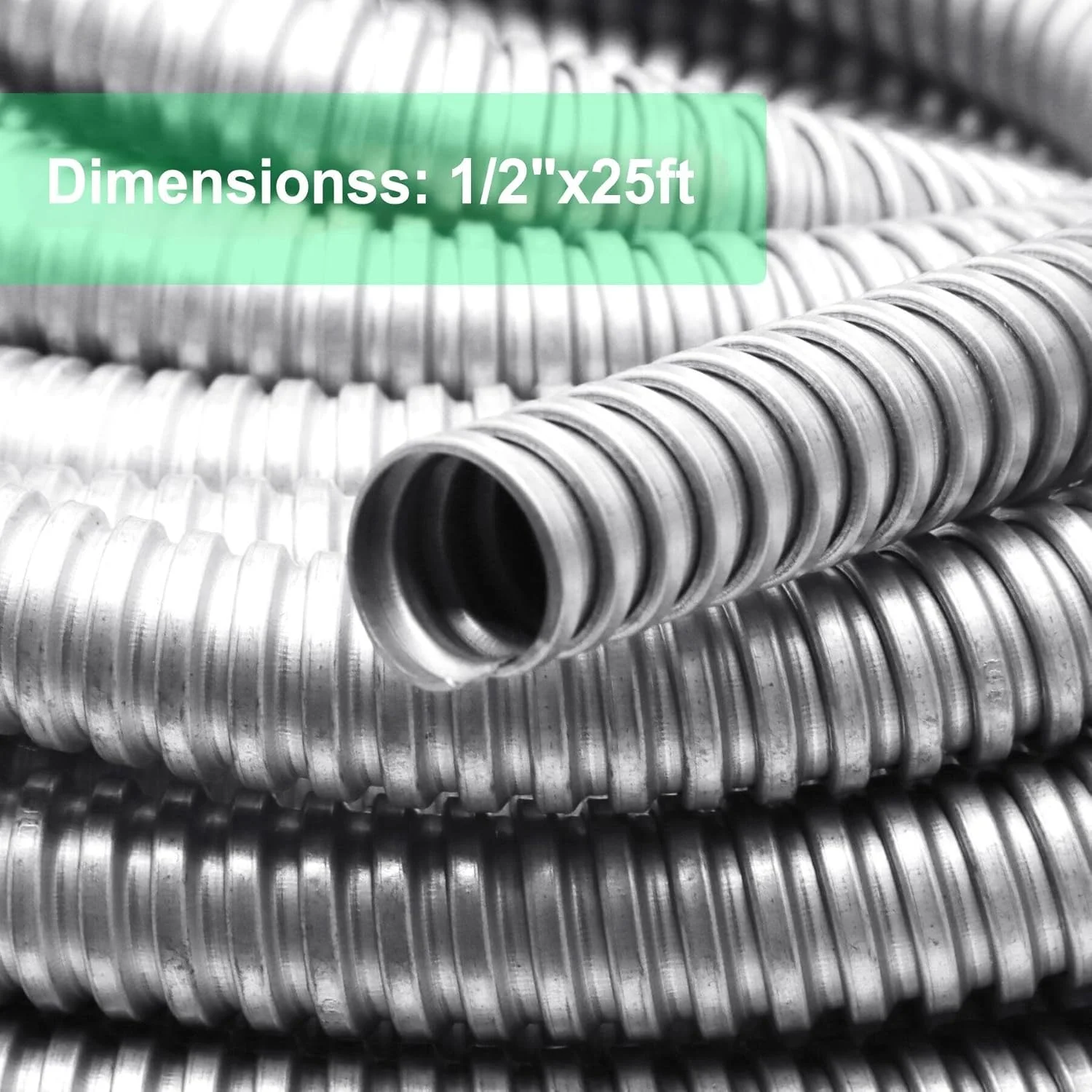 لوله خرطومی فلزی انعطاف پذیر ½ اینچ، 7.5 متر روکش کابل شکاف دار گالوانیزه آهنی برای مصارف صنعتی، مدیریت کابل خانگی، سیم کشی و محافظت