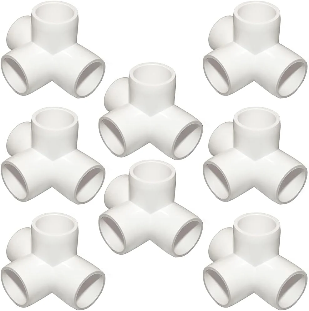 اتصالات سه راهی PVC سایز 3/4 اینچ، اتصال دهنده زانویی 4 طرفه، اتصالات گوشه ای درجه مبلمان، اتصالات گوشه ای 90 درجه برای ساخت مبلمان، گلخانه، سوله، اتصالات لوله، اتصال چادر (بسته 8 عددی)