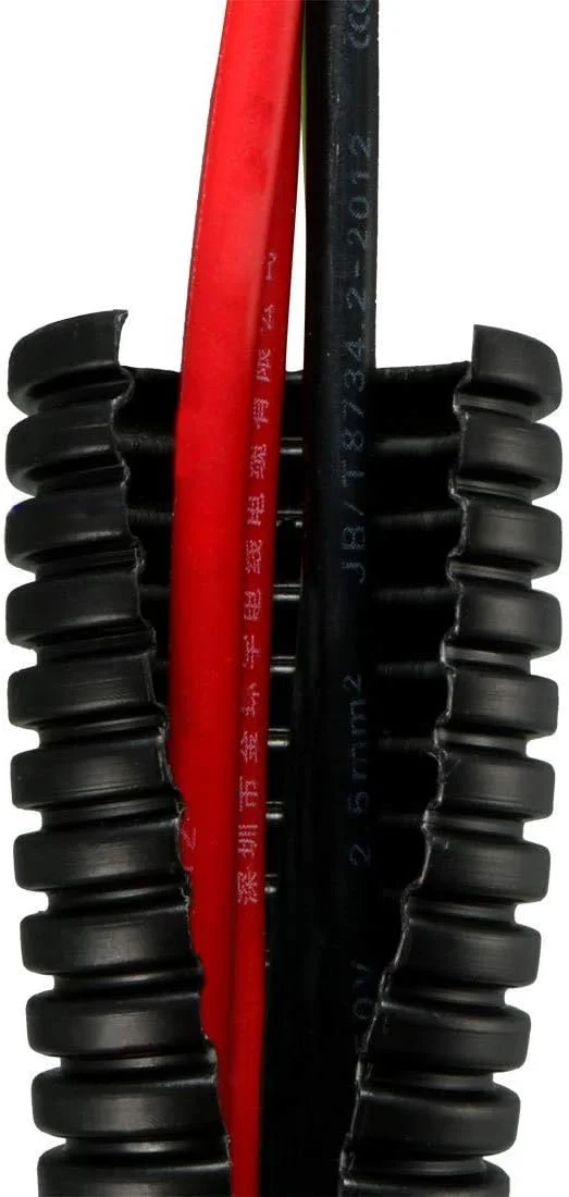 لوله خرطومی شکاف دار YXQ 10 میلی متری، لوله موجدار پلاستیکی پلی اتیلن 10 متری، لوله آکاردئونی، محافظ مشکی رنگ برای مجرای الکتریکی، پوشش کابل انعطاف پذیر