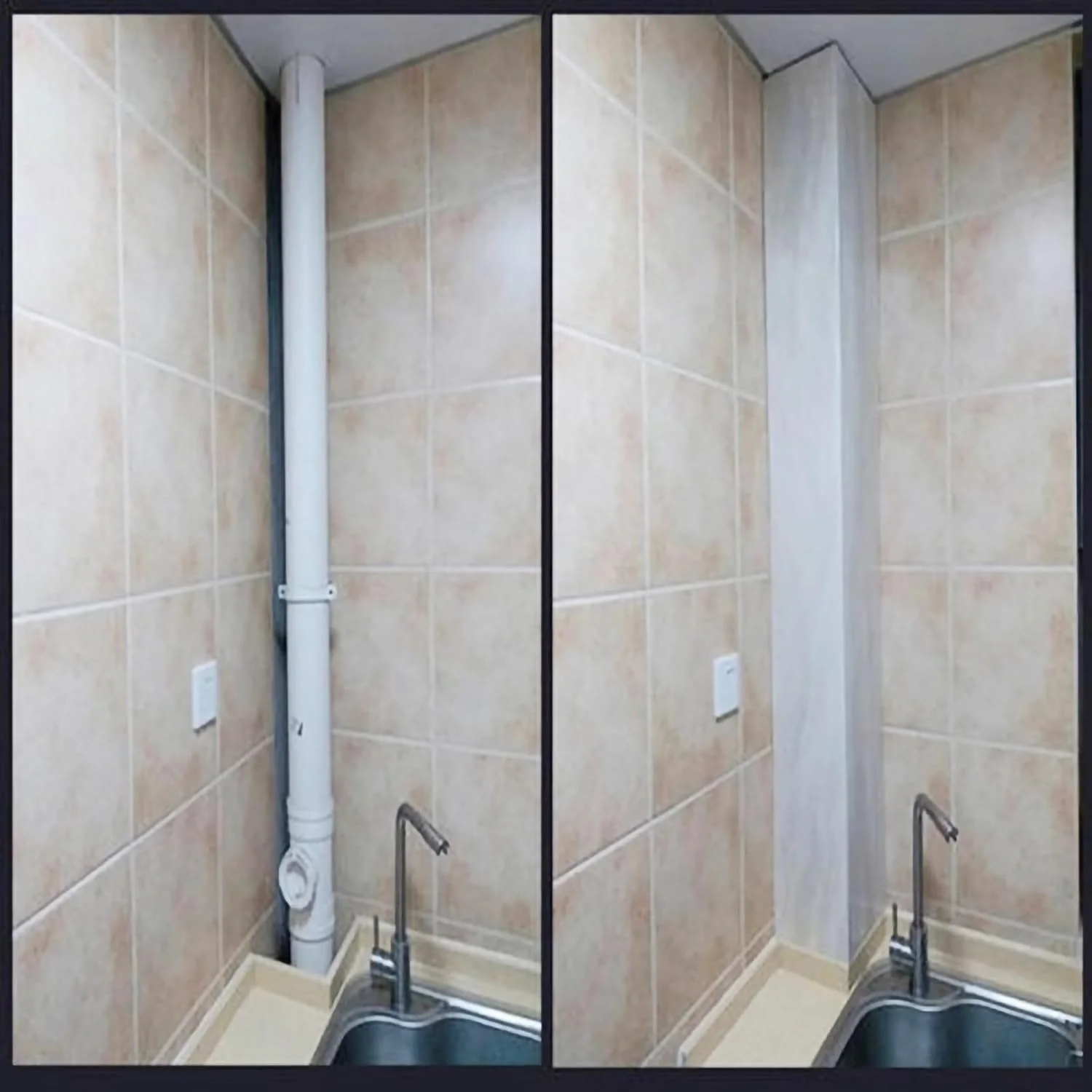 محافظ لوله زِروا، پوشش محافظ لوله برای آشپزخانه و حمام، پوشاننده سیم‌کشی و لوله‌های گاز (رنگ: استایل 6، سایز: 15x15x15 سانتی‌متر)