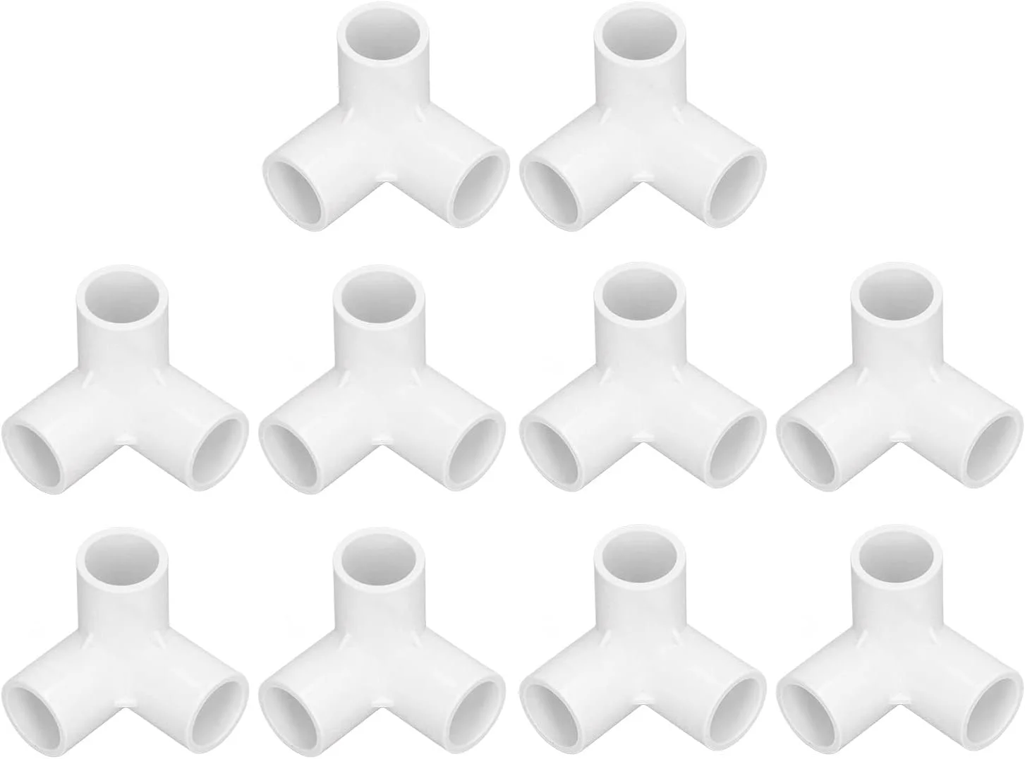 اتصالات PVC سه راهی، قطر داخلی 20 میلی متر، اتصالات گوشه ای T شکل با زاویه راست، اتصالات لوله مبلمان برای لوله های آب، لوله های گلخانه ای، اتصالات چادر (سفید)، 10 عدد