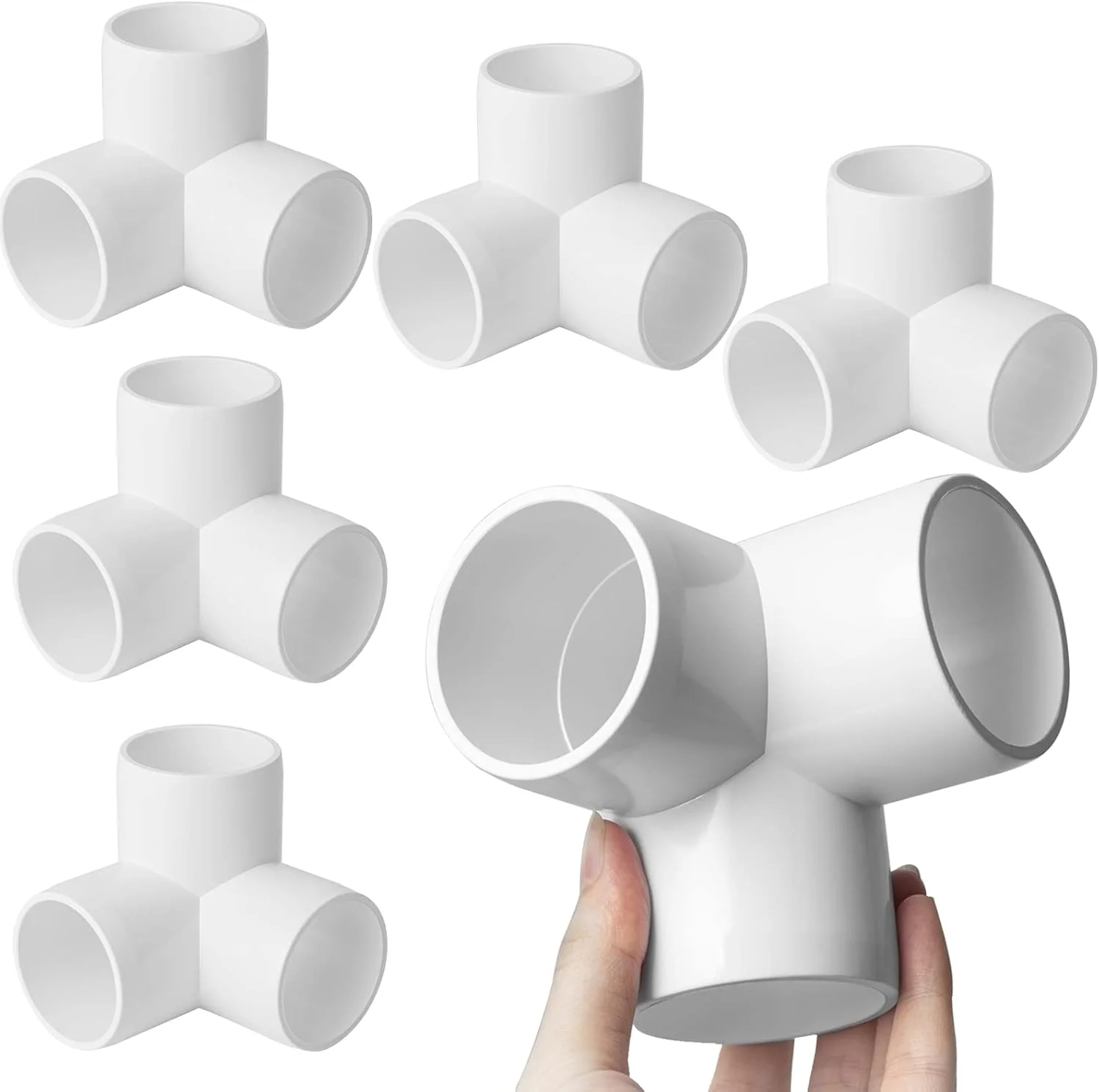 اتصالات PVC شش عددی سه راهی 1-1/2 اینچ، اتصالات زانویی PVC درجه مبلمان برای لوله PVC 1-1/2 اینچ، اتصال دهنده اتصالات لوله PVC برای ساخت سازه های PVC، محوطه باغ، پرش های چابکی سگ، گلخانه