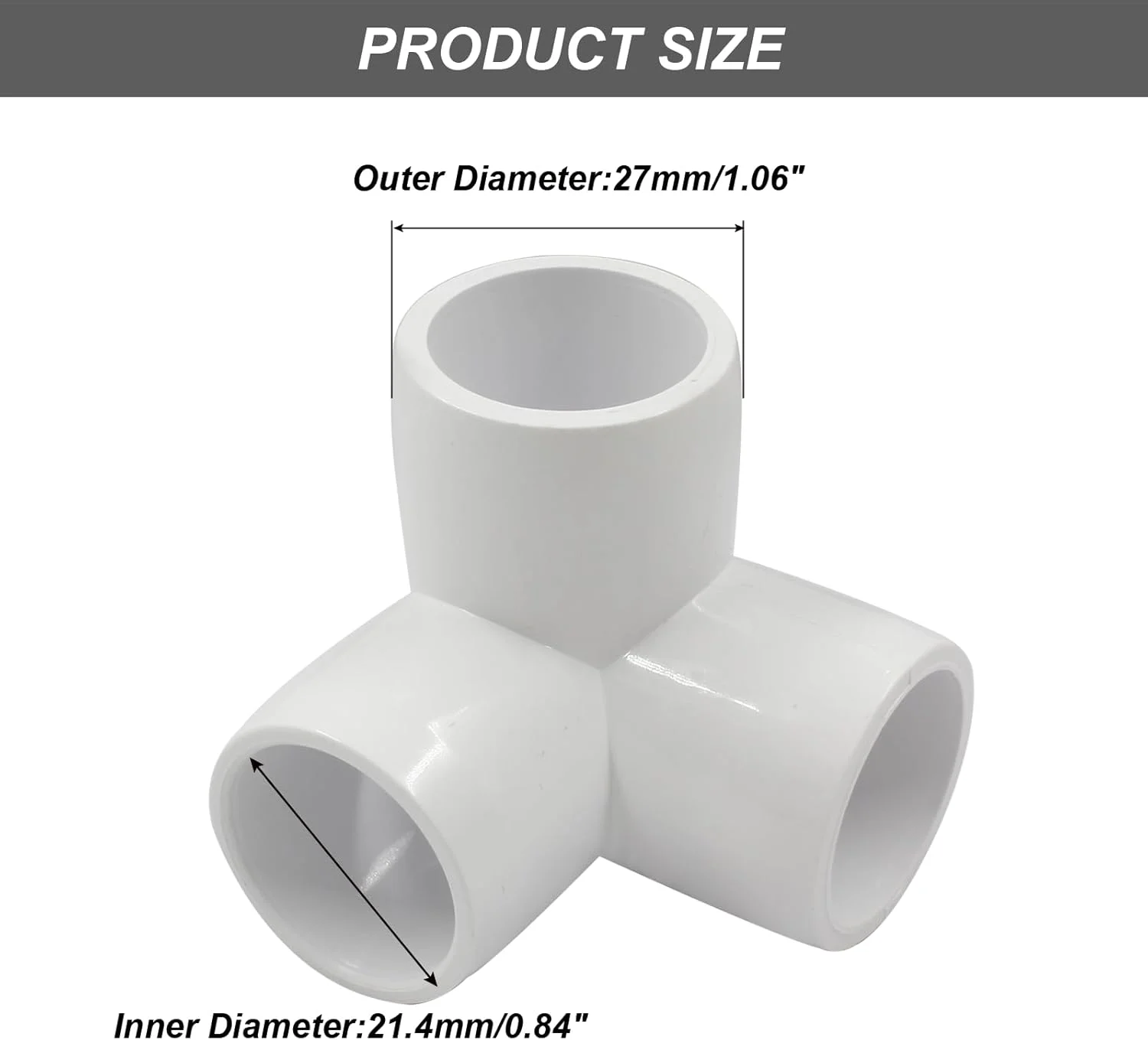 اتصالات PVC سه راهی 1/2 اینچ LifCratms، اتصالات لوله، اتصال دهنده درجه مبلمان برای قفسه های DIY، قاب چادر گلخانه ای - بسته 4 عددی