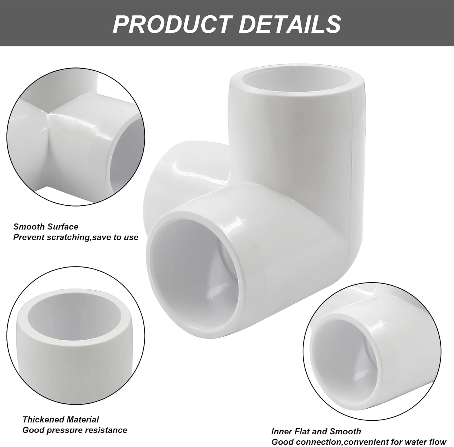 اتصالات PVC سه راهی 1/2 اینچ LifCratms، اتصالات لوله، اتصال دهنده درجه مبلمان برای قفسه های DIY، قاب چادر گلخانه ای - بسته 4 عددی