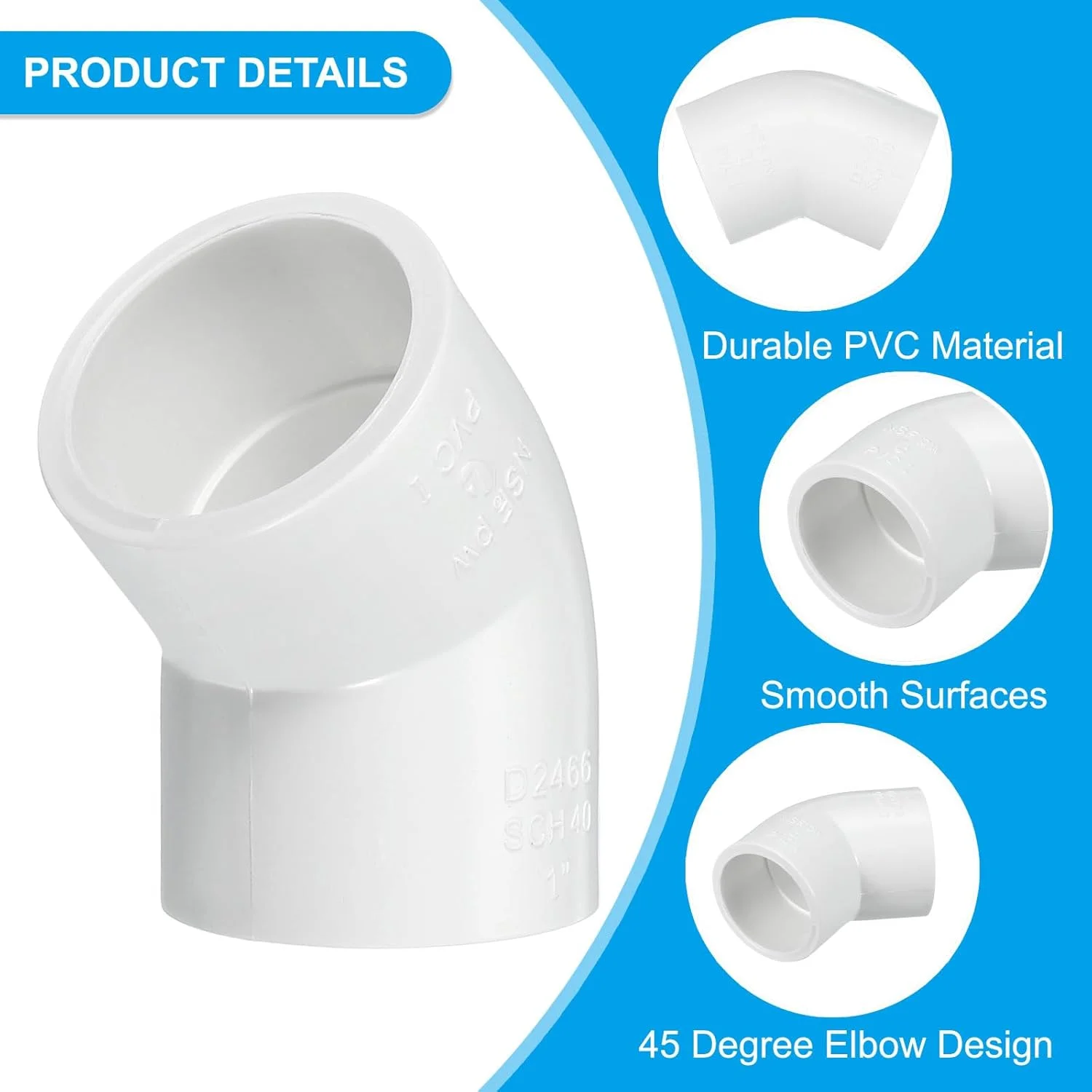 اتصال زانویی PVC با زاویه 45 درجه PATIKIL، سایز 1 اینچ، بسته 25 عددی، اتصال دهنده لوله 2 طرفه، اتصالات درجه یک مبلمان، آداپتور اتصال گوشه لوله برای ساخت محصولات استخر، گلخانه، باغ