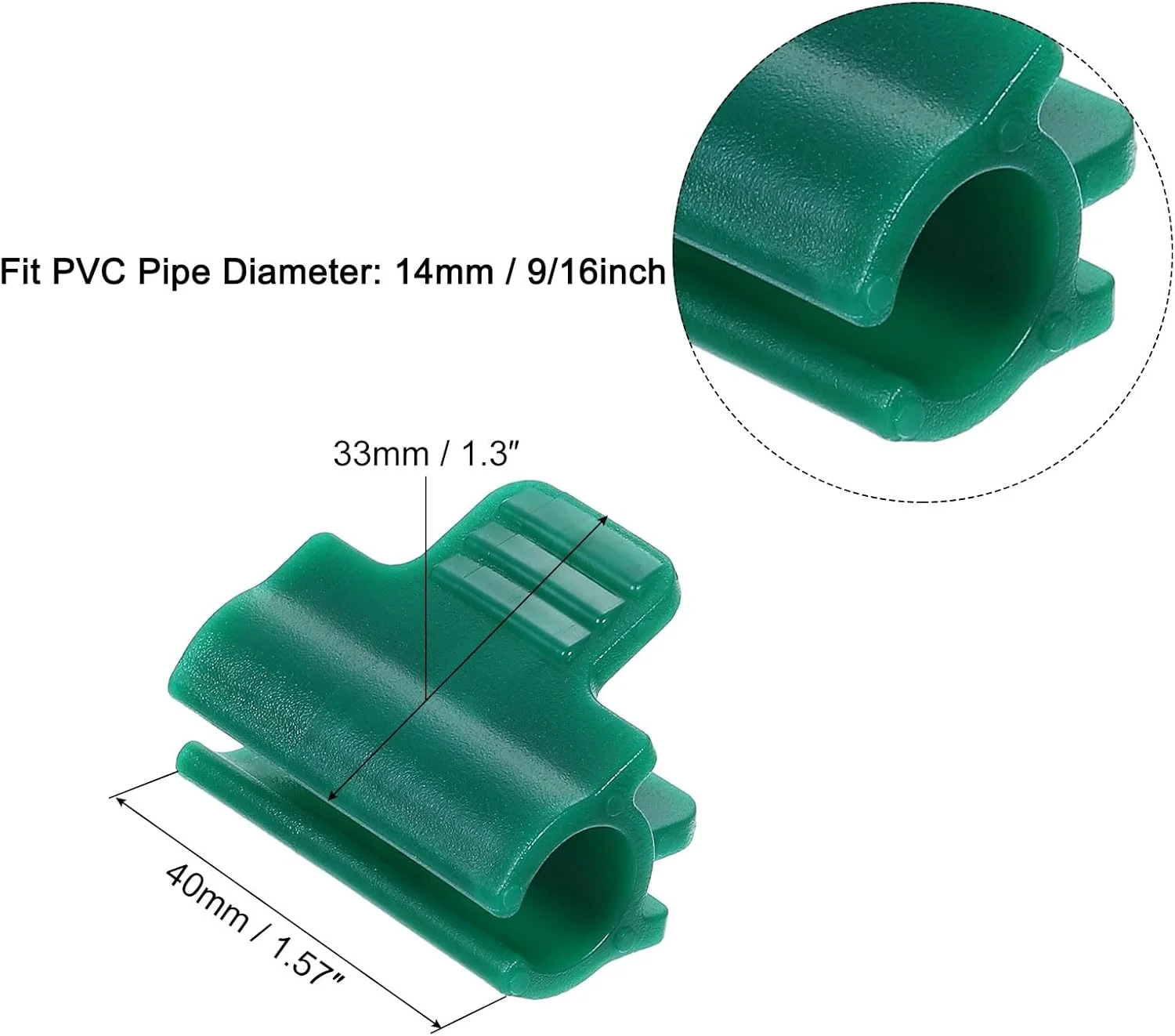 گیره گلخانه ای QUARKZMAN برای لوله های PVC با قطر 9/16 اینچ، بسته 40 عددی گیره فیلم گلخانه ای، گیره میله توری سایه انداز، کمان های باغی برای پوشش ردیفی، فیلم پلاستیکی گلخانه ای (سبز تیره)