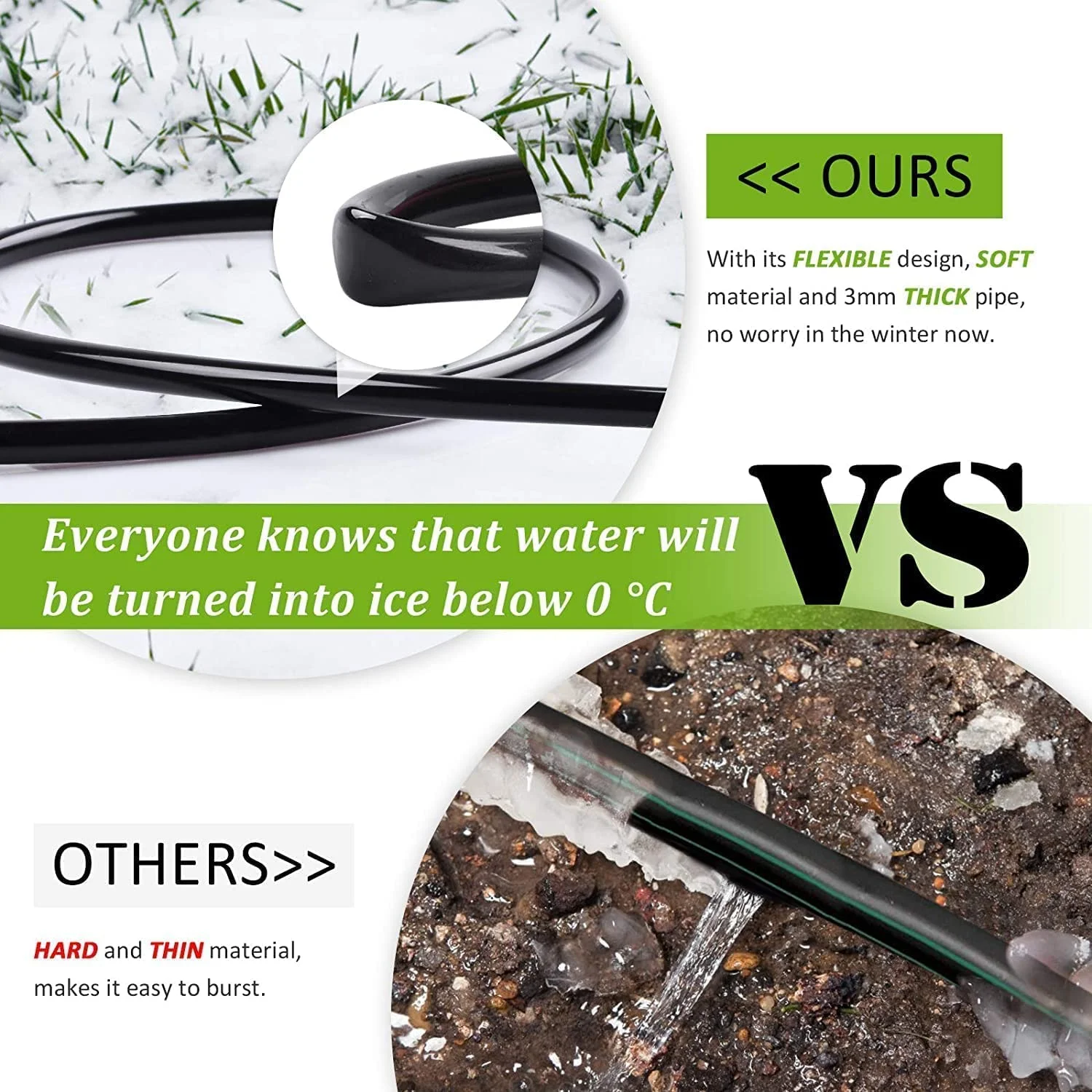 شلنگ آبیاری 50 متری RUQIWEMI، لوله توزیع آب 4/7 میلی متری، شلنگ آبیاری قطره ای، مناسب برای باغ، گلخانه، چمن و فضای باز (50 متر 4/7 میلی متر)