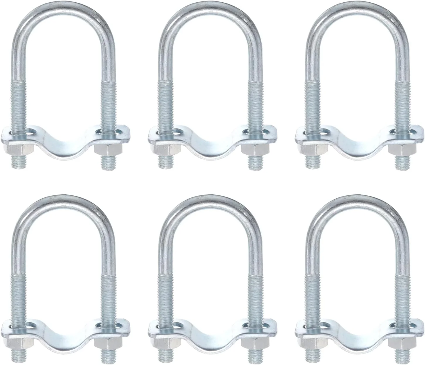 گیره لوله U شکل گرد، بسته 6 عددی، مناسب برای لوله 32 میلی‌متری به 32 میلی‌متری، بست لوله دوتایی برای قاب سایبان گلخانه، دکل آنتن