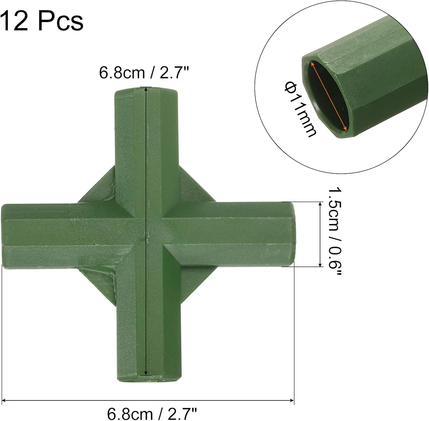 اتصالات 12 عددی قاب گلخانه، اتصالات لوله ای 11 میلی متری، ابزار اتصال سنگین، اتصالات 4 طرفه قاب برای داربست، سایبان آفتابگیر، باغبانی، پایه های گیاهی و قاب های گلخانه (سبز)