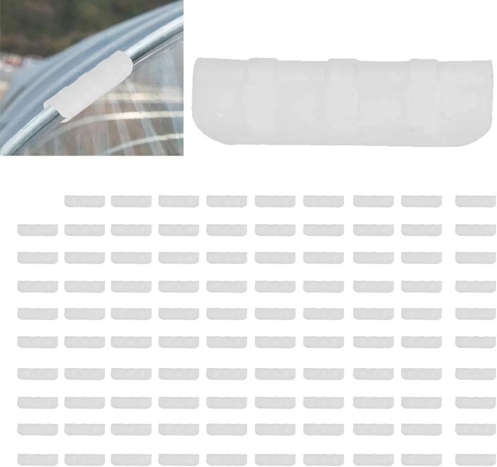 گیره اتصال فیلم گلخانه ای 100 عددی، بست لوله و فیلم گلخانه، اتصال دهنده قاب و فیلم گلخانه، مناسب برای گلخانه ها (20 عدد سفید)