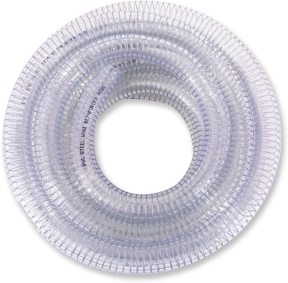 لوله خرطومی تقویت شده PVC داوکو با قطر داخلی 1-1/4 اینچ و طول 10 فوت، دارای سیم فولادی مارپیچ، شیلنگ وینیل انعطاف پذیر فشار قوی، لوله مکش شفاف سنگین، غیر سمی، لوله جمع آوری گرد و غبار خلاء