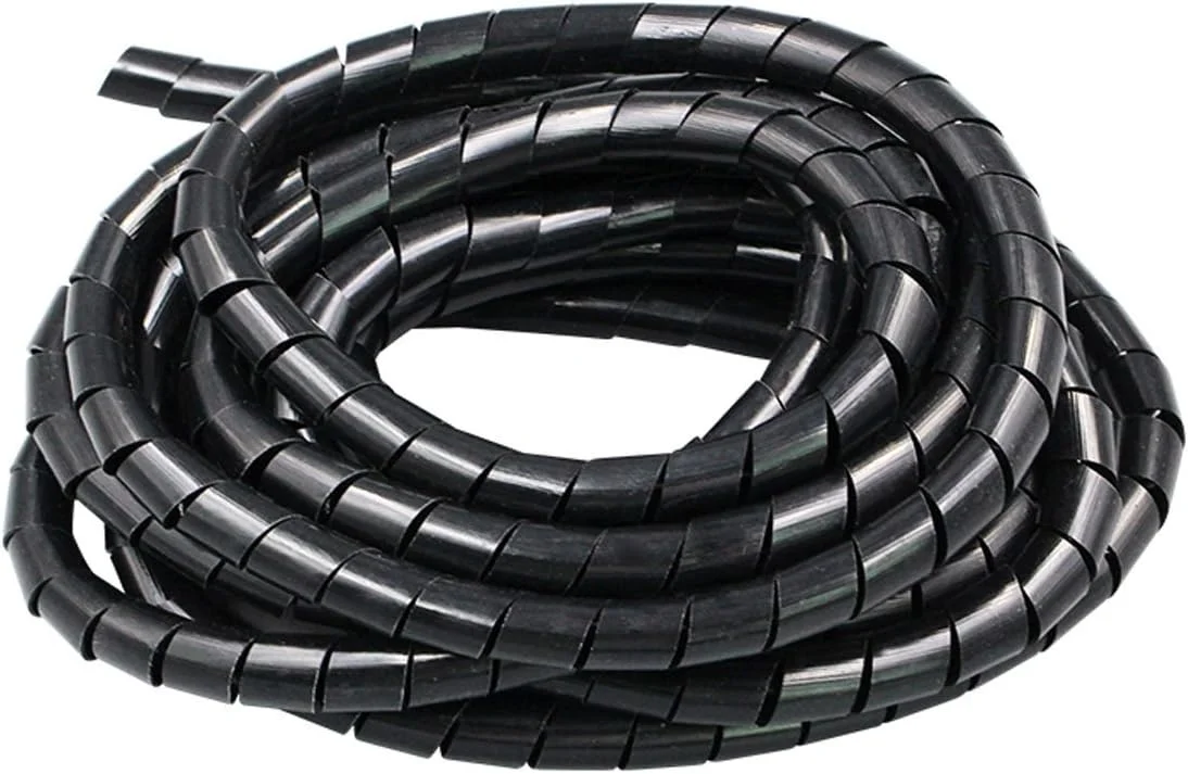 قیف های مارپیچ 10 متری پلی اتیلن برای سازماندهی و مرتب سازی سیم و کابل، قطر اسمی: 10 میلی متر (مشکی)(سفید) (رنگ: مشکی)