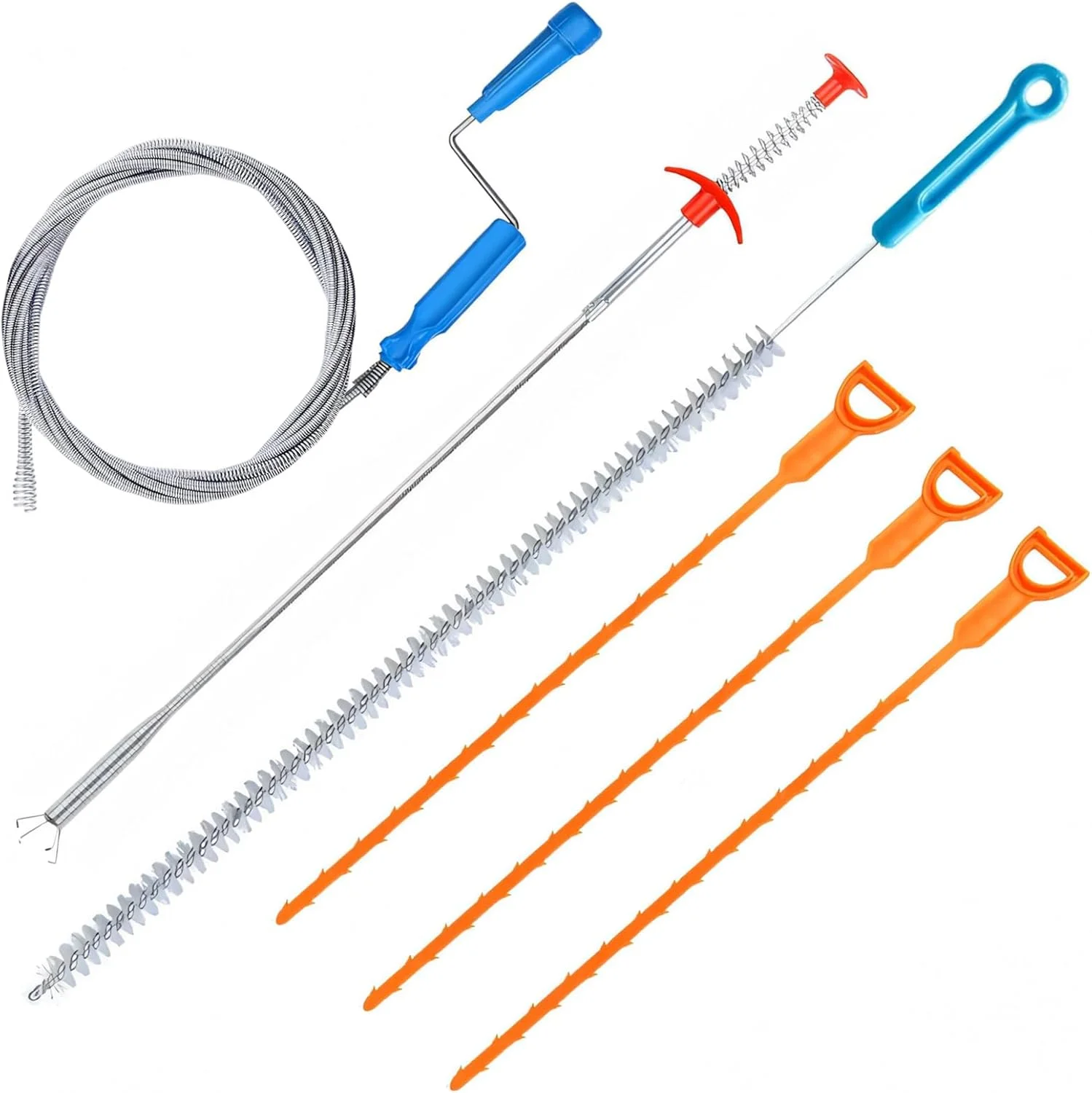 ابزار فنری لوله بازکنی و رفع گرفتگی - فنر لوله بازکنی 6 کاره - فنر تخلیه 3 متری، 50 سانتی متری، 60 سانتی متری، 70 سانتی متری - فنر مارپیچی لوله بازکنی و ابزار رفع گرفتگی