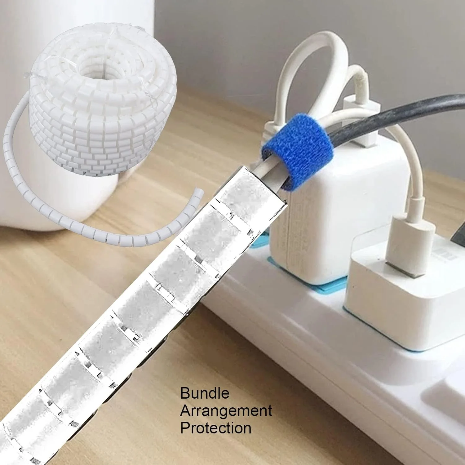 مرتب‌کننده سیم مارپیچ، لوله دسته‌بندی انعطاف‌پذیر سیم از جنس پلی‌اتیلن با مقاومت در برابر دمای بالا، کاربری آسان و قابلیت برش آزاد برای مدیریت کابل (قطر 28 میلی‌متر، 40 متر)