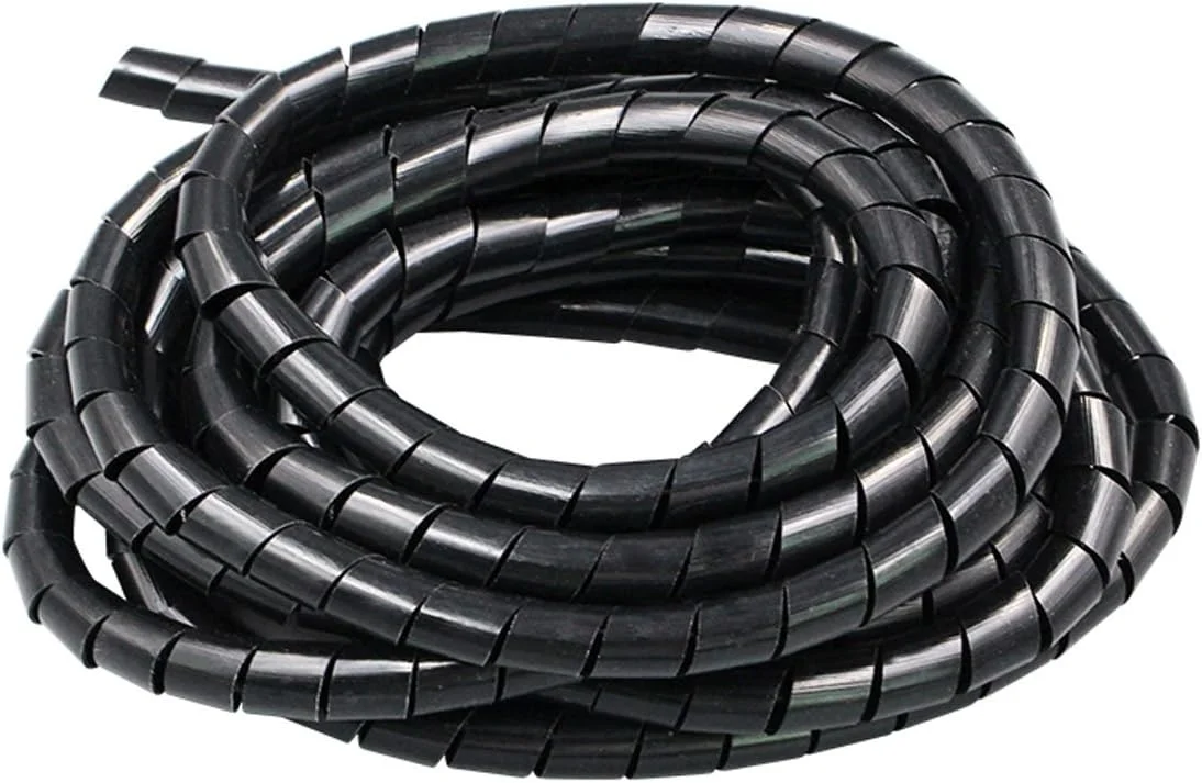 قیف های مارپیچ 10 متری پلی اتیلن برای سازماندهی و مرتب سازی سیم و کابل، قطر اسمی: 10 میلی متر (مشکی)(سفید) (رنگ: مشکی)