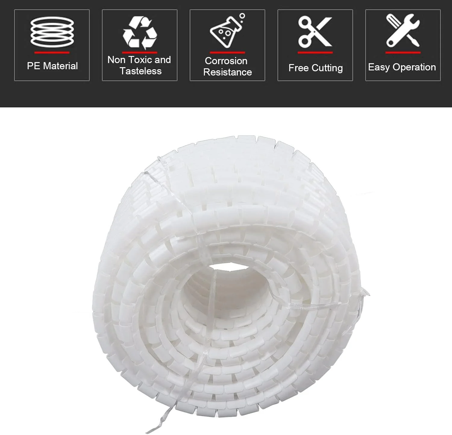 مرتب‌کننده سیم مارپیچ، لوله دسته‌بندی انعطاف‌پذیر سیم از جنس پلی‌اتیلن با مقاومت در برابر دمای بالا، کاربری آسان و قابلیت برش آزاد برای مدیریت کابل (قطر 28 میلی‌متر، 40 متر)