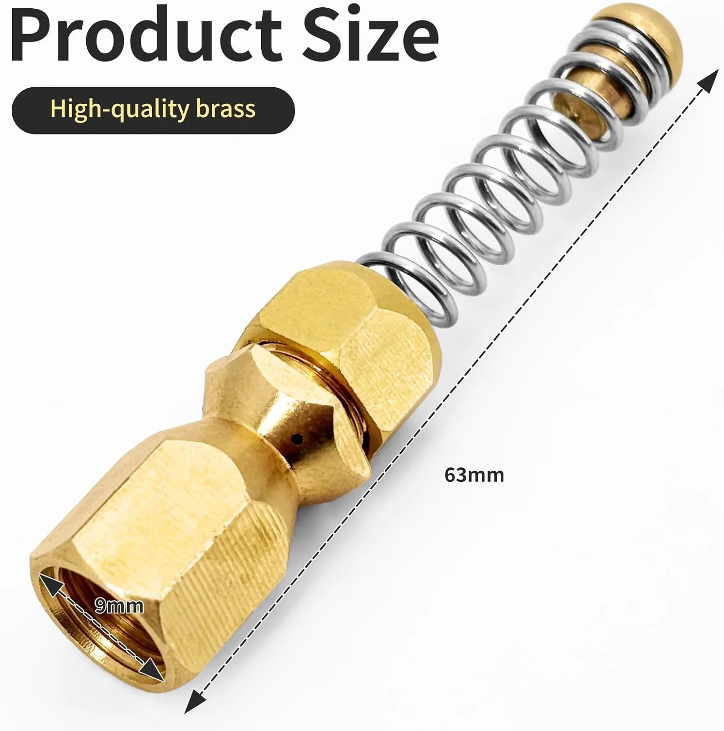 نازل تمیز کننده لوله چرخشی با فنر - لوازم جانبی دستگاه تمیز کننده لوله، نازل مارپیچ G1/8 اینچ برای Kärcher/Nilfisk/Kränzle/WAP، برای تمیز کردن فاضلاب و لوله کشی