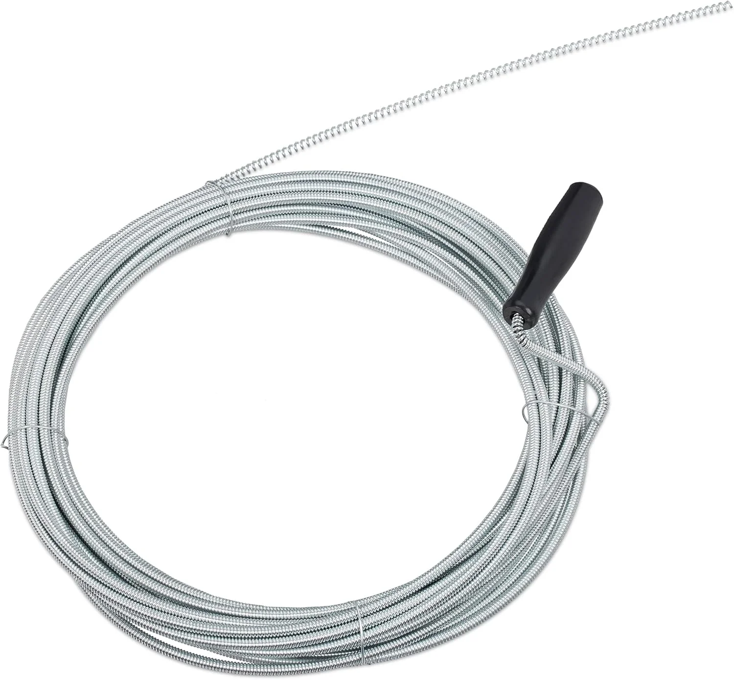 ابزار فنری لوله بازکنی Relaxdays، طول 10 متر، ابزار مارپیچی مکانیکی برای تمیز کردن لوله، رفع گرفتگی توالت، وان و سینک، قطر 5 میلی متر، آهن، نقره ای
