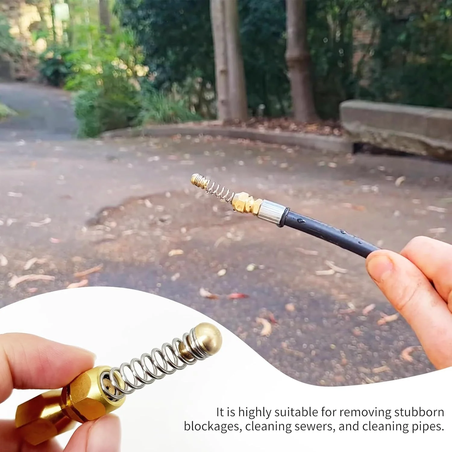 نازل تمیز کننده لوله چرخشی با فنر - لوازم جانبی دستگاه تمیز کننده لوله، نازل مارپیچ G1/8 اینچ برای Kärcher/Nilfisk/Kränzle/WAP، برای تمیز کردن فاضلاب و لوله کشی