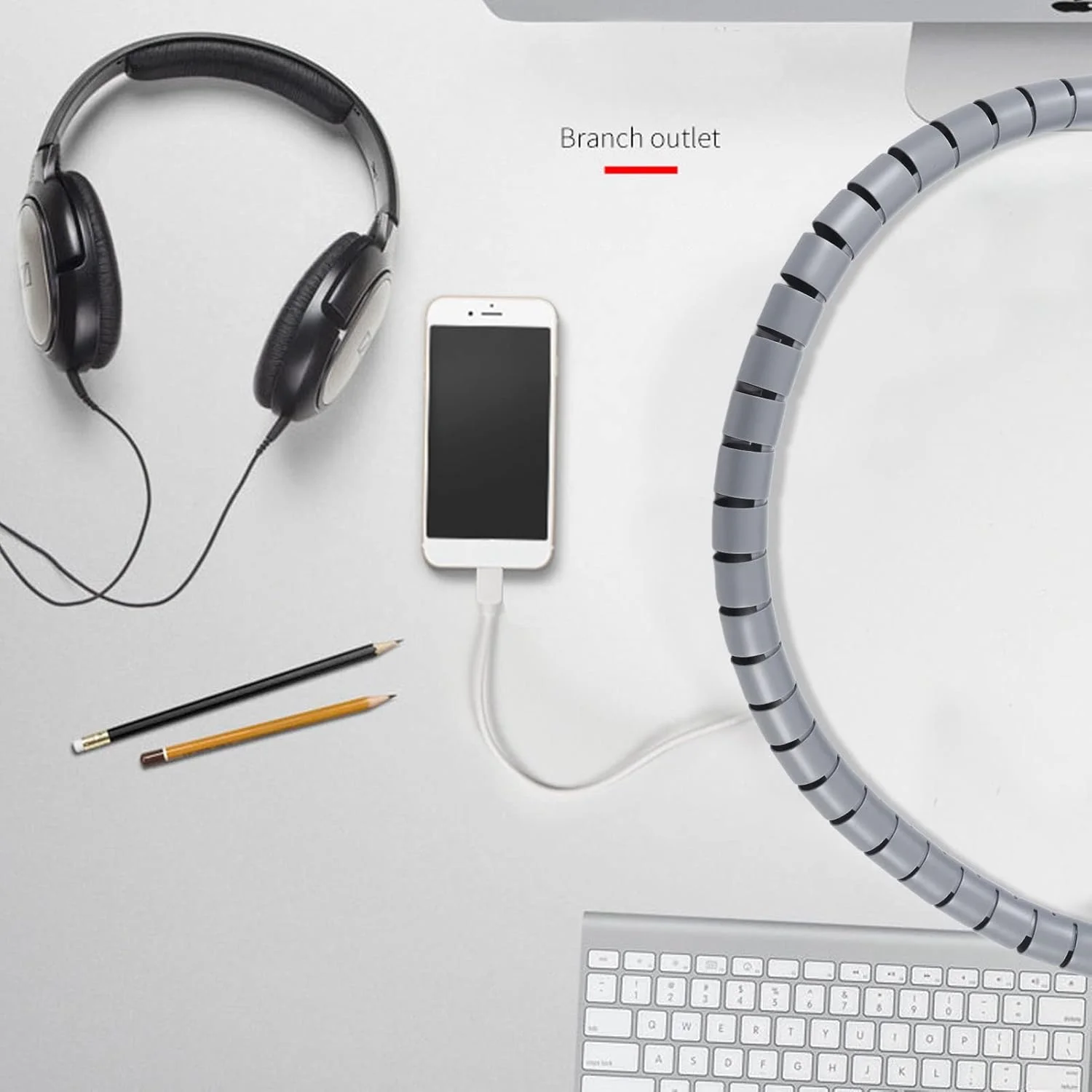 روکش محافظ سیم کابل مارپیچی RvSky، محافظ سیم، غلاف طناب PE، روکش لوله سیم پیچی انعطاف پذیر، مقاوم در برابر سایش، برای خط برق، لوله آب، لوله گرمایش، کابل شبکه (Φ42mm/20m)