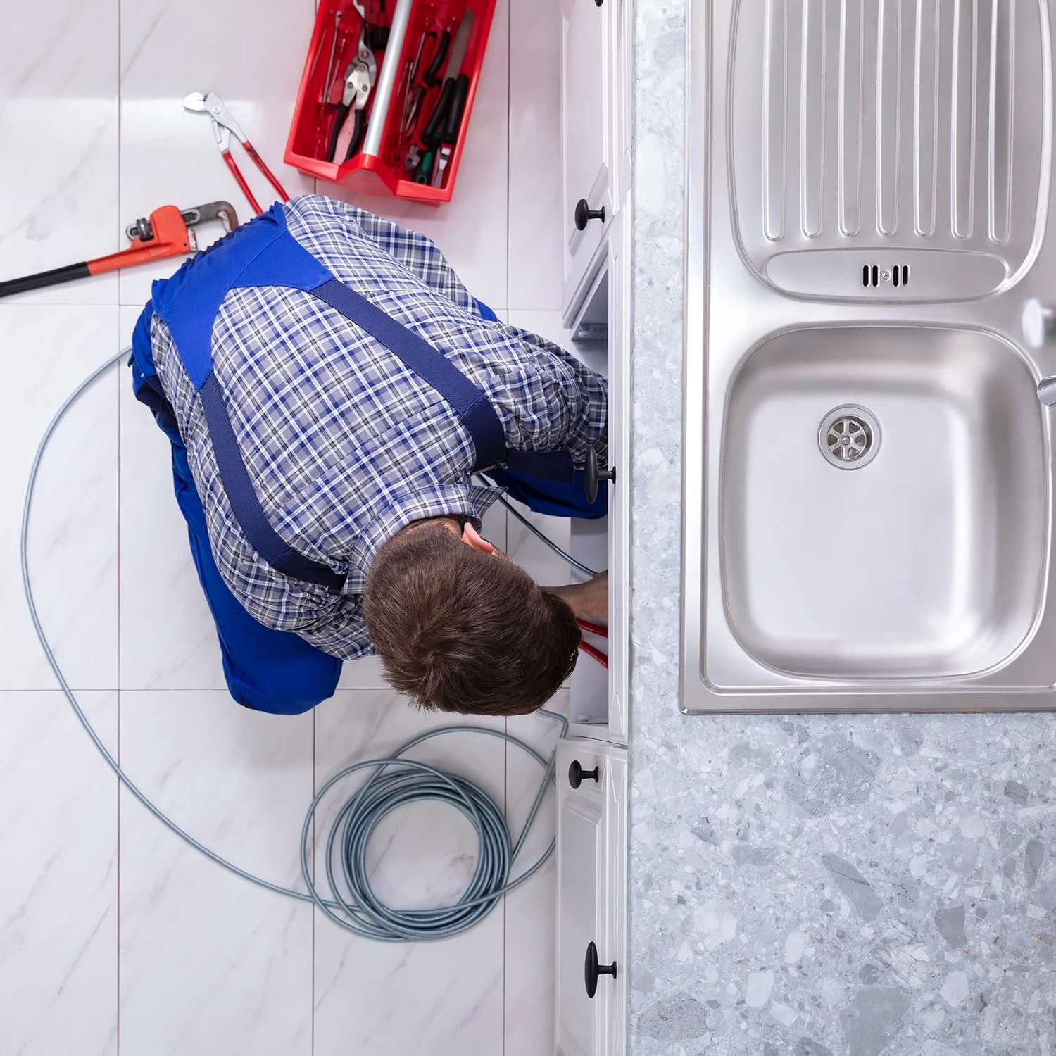 ابزار فنری لوله بازکنی Relaxdays، طول 10 متر، ابزار مارپیچی مکانیکی برای تمیز کردن لوله، رفع گرفتگی توالت، وان و سینک، قطر 5 میلی متر، آهن، نقره ای