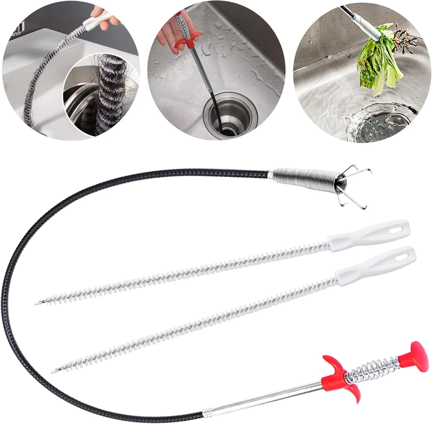 ابزار فنری تمیز کننده لوله و فاضلاب به همراه برس لوله شوی بلند - 3 تکه