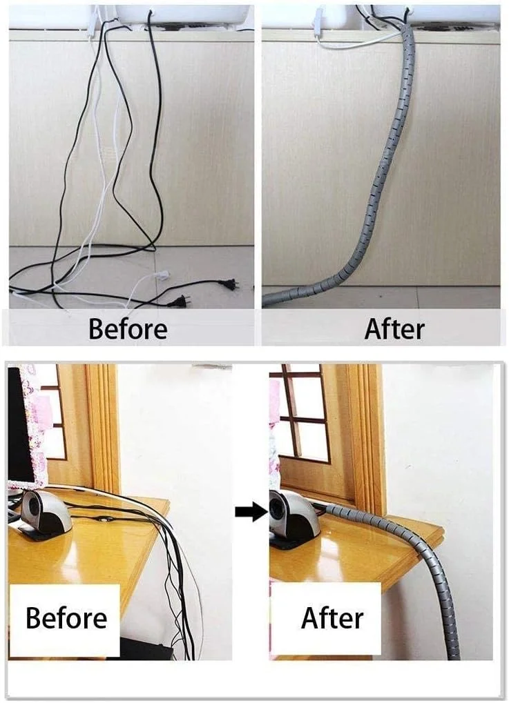 محافظ سیم و کابل فنری Skeido، سازمان دهنده و جمع کننده کابل، لوله محافظ سیم انعطاف پذیر (1.5 متر * 28 میلی متر) سفید