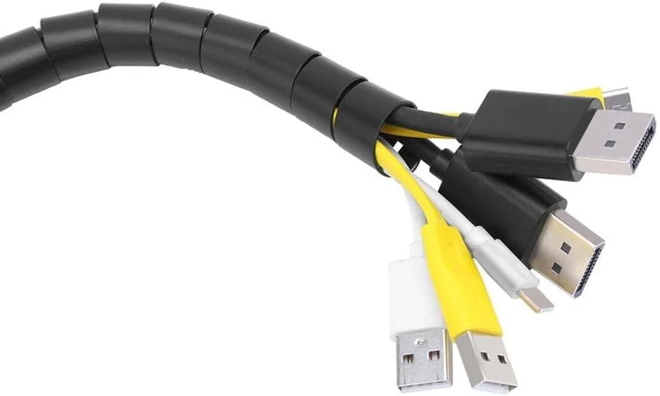 محافظ سیم و کابل فنری Skeido، سازمان دهنده و جمع کننده کابل، لوله محافظ سیم انعطاف پذیر، طول 1.5 متر، قطر 28 میلی متر، مشکی