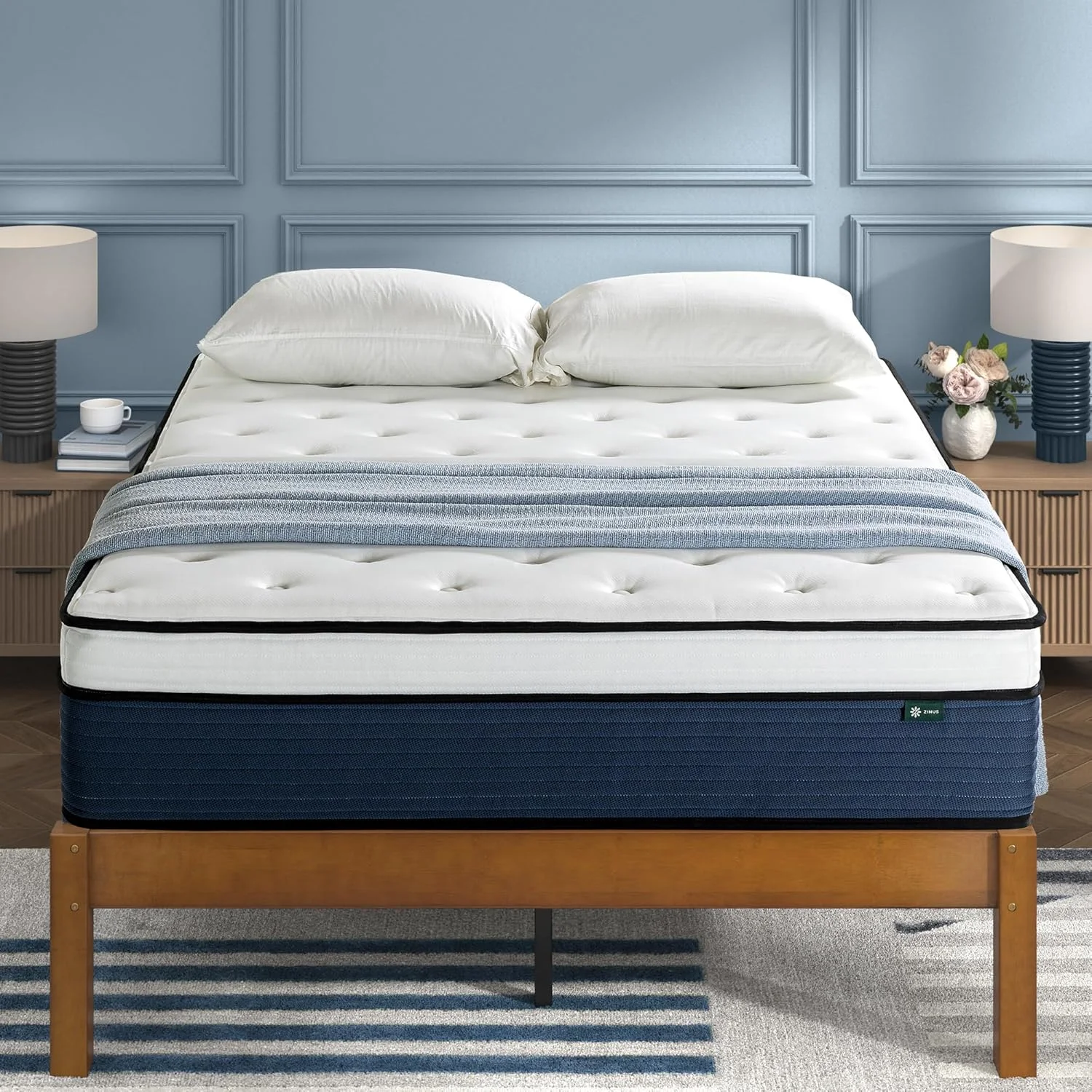 تشک هیبریدی خنک کننده زینوس، سایز کویین، بدون فایبرگلاس، عایق حرکتی، فوم و پارچه ایمن و تایید شده، (203.2Lx152.4Wx35.5H) سانتی متر تشک هیبریدی خنک کننده زینوس، سایز کویین، بدون فایبرگلاس، عایق حرکتی، فوم و پارچه ایمن و تایید شده، (203.2Lx152.4Wx35.5H) سانتی متر