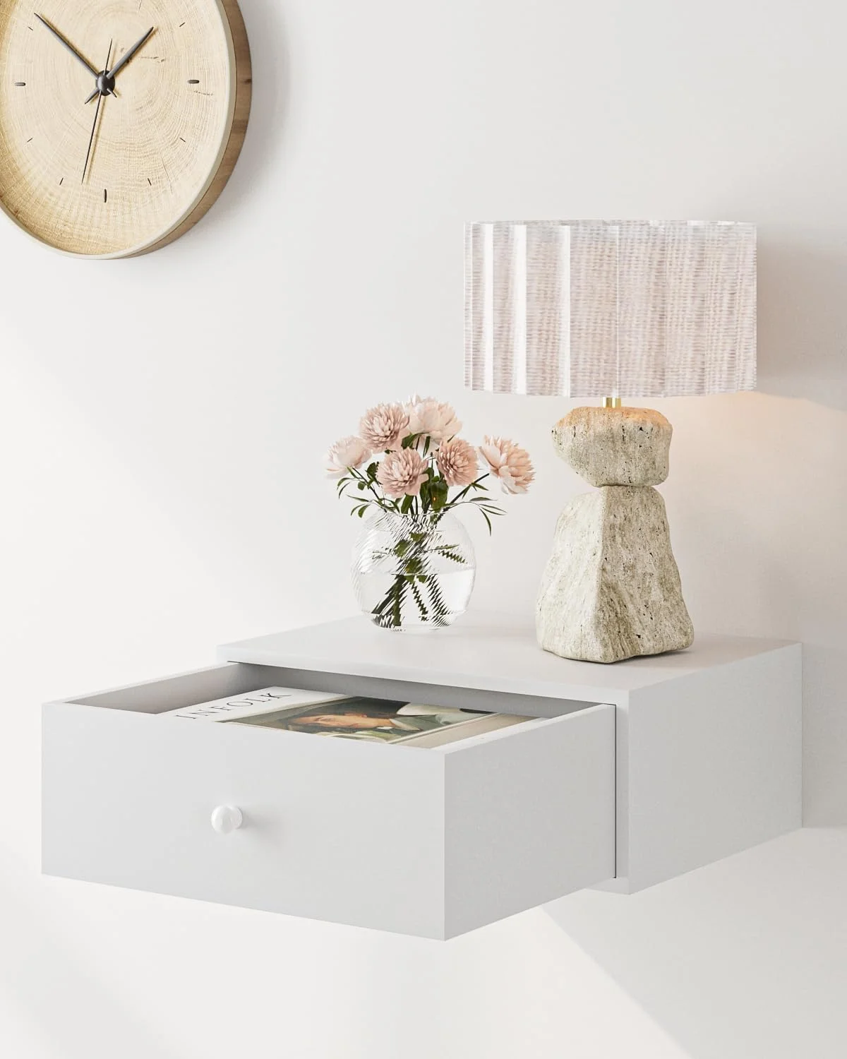 میز کنار تختی شناور، میزهای کنار تختی شناور با کشو، کابینت دیواری تخت برای اتاق خواب، اتاق نشیمن (سفید) میز کنار تختی شناور، میزهای کنار تختی شناور با کشو، کابینت دیواری تخت برای اتاق خواب، اتاق نشیمن (سفید)