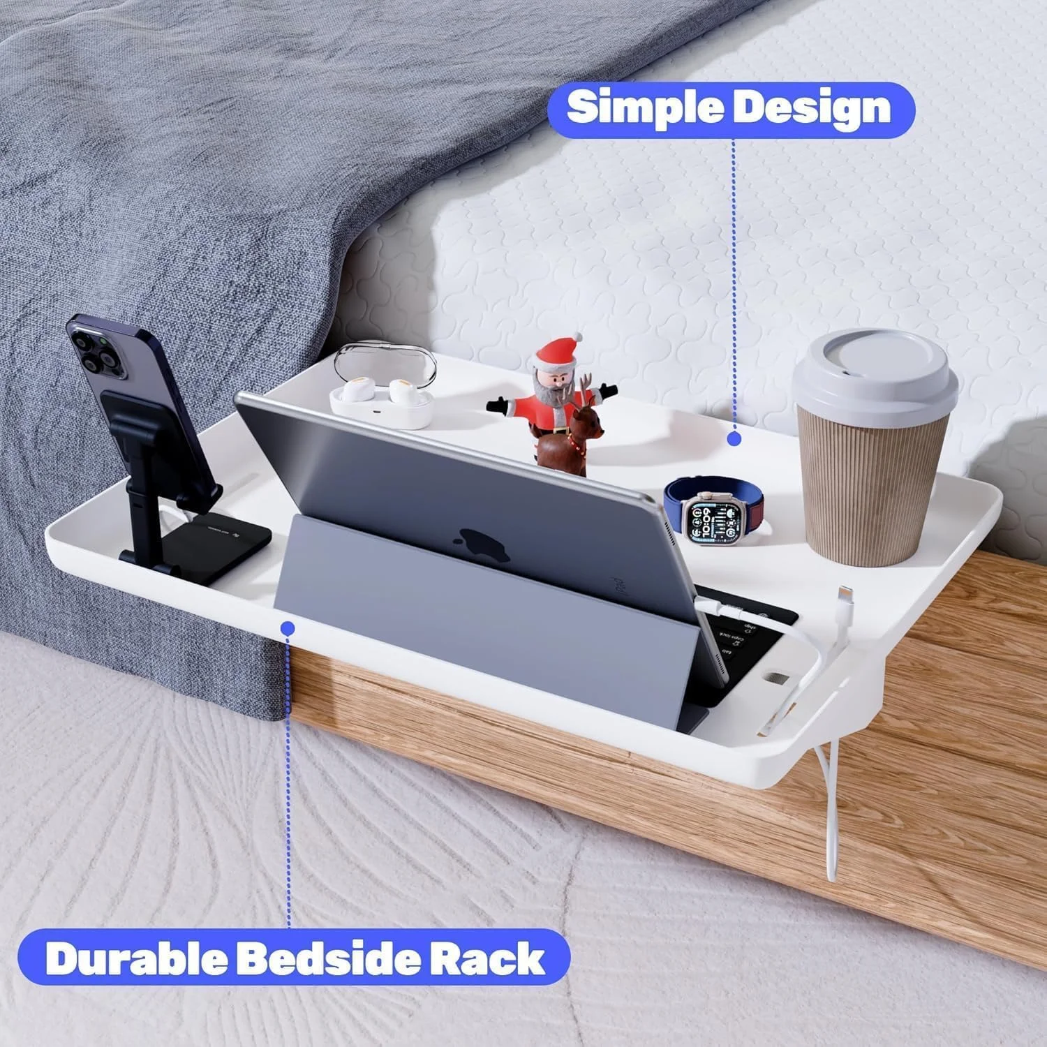 سینی گیره ای ANTOLE، قفسه کنار تخت، قفسه ذخیره سازی کنار تخت، سینی میز کنار تخت شناور مدرن، میزهای کنار تخت برای خانه، سینی قفسه تخت خواب برای اتاق خواب نشیمن (سفید) سینی گیره ای ANTOLE، قفسه کنار تخت، قفسه ذخیره سازی کنار تخت، سینی میز کنار تخت شناور مدرن، میزهای کنار تخت برای خانه، سینی قفسه تخت خواب برای اتاق خواب نشیمن (سفید)