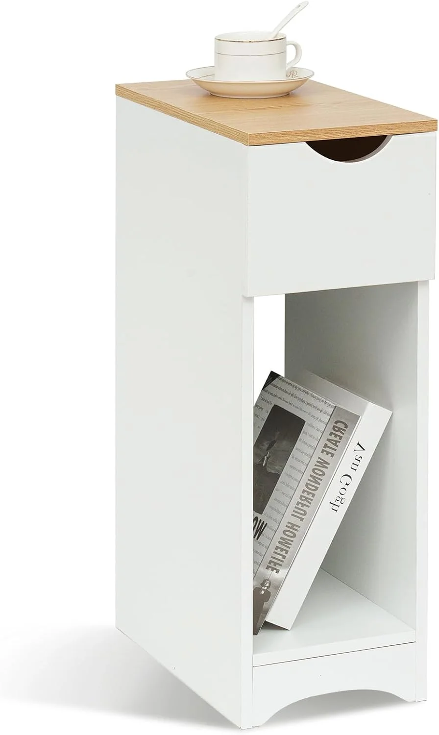 میز کنار تختی سفید با کشو برای اتاق خواب و اتاق کودک، میز کنار تختی برای تخت فنری، میز تلفن کنار مبل، ابعاد: 20 x 35 x 60 سانتی متر، C میز کنار تختی سفید با کشو برای اتاق خواب و اتاق کودک، میز کنار تختی برای تخت فنری، میز تلفن کنار مبل، ابعاد: 20 x 35 x 60 سانتی متر، C