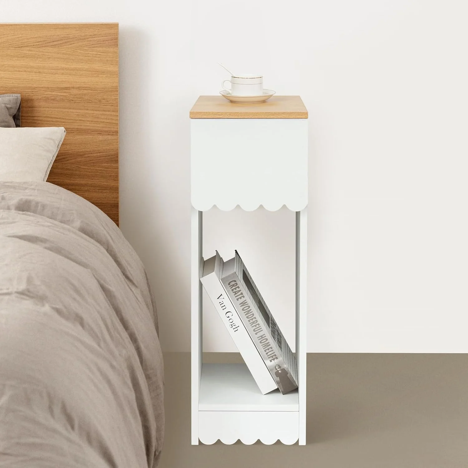 میز کنار تختی سفید Awhtixbo با کشو، مناسب اتاق خواب و اتاق کودک، میز جانبی برای تخت، میز تلفن، ابعاد: 20 x 35 x 60 سانتی متر، D میز کنار تختی سفید Awhtixbo با کشو، مناسب اتاق خواب و اتاق کودک، میز جانبی برای تخت، میز تلفن، ابعاد: 20 x 35 x 60 سانتی متر، D