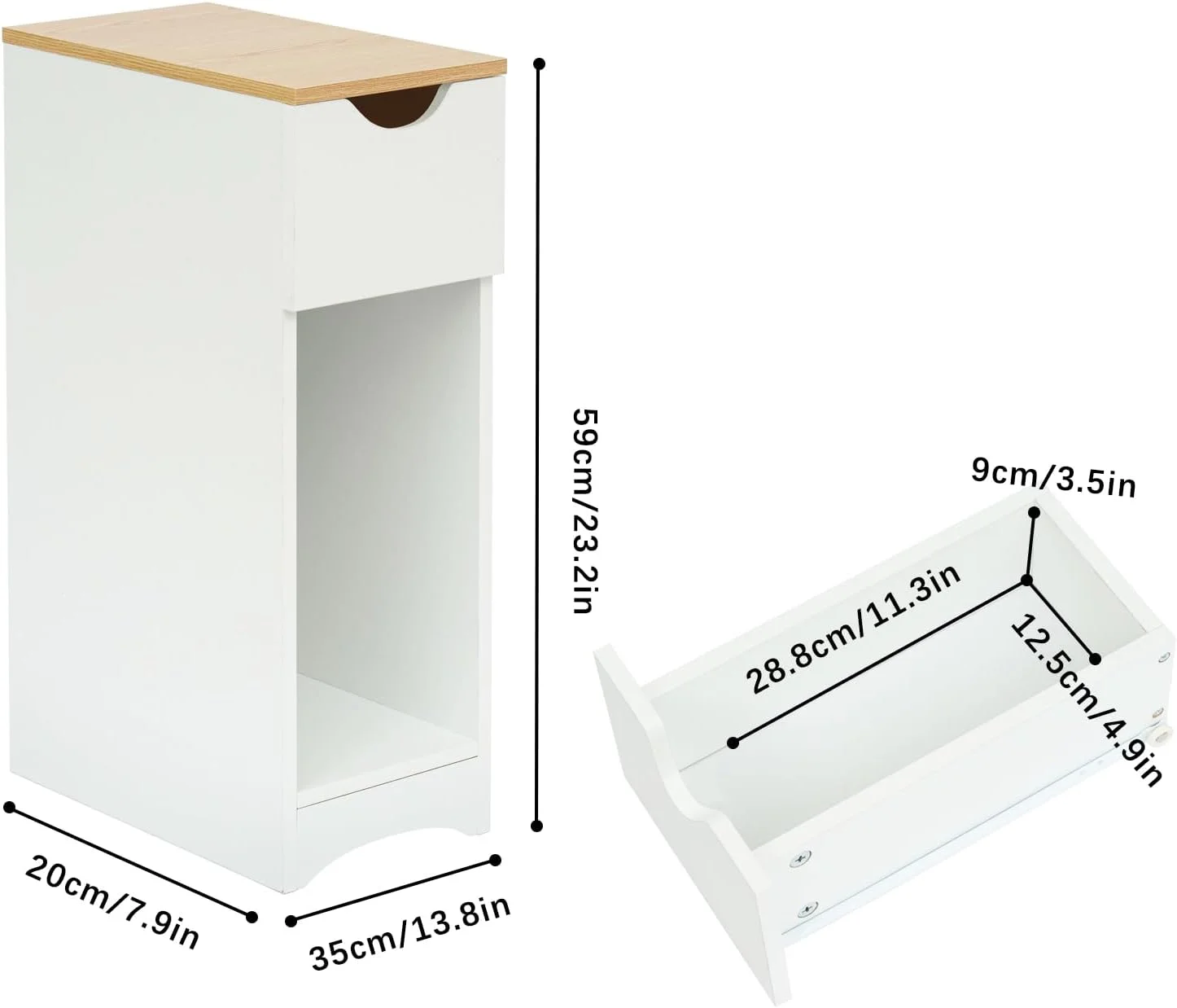 میز کنار تختی سفید با کشو برای اتاق خواب و اتاق کودک، میز کنار تختی برای تخت فنری، میز تلفن کنار مبل، ابعاد: 20 x 35 x 60 سانتی متر، C میز کنار تختی سفید با کشو برای اتاق خواب و اتاق کودک، میز کنار تختی برای تخت فنری، میز تلفن کنار مبل، ابعاد: 20 x 35 x 60 سانتی متر، C