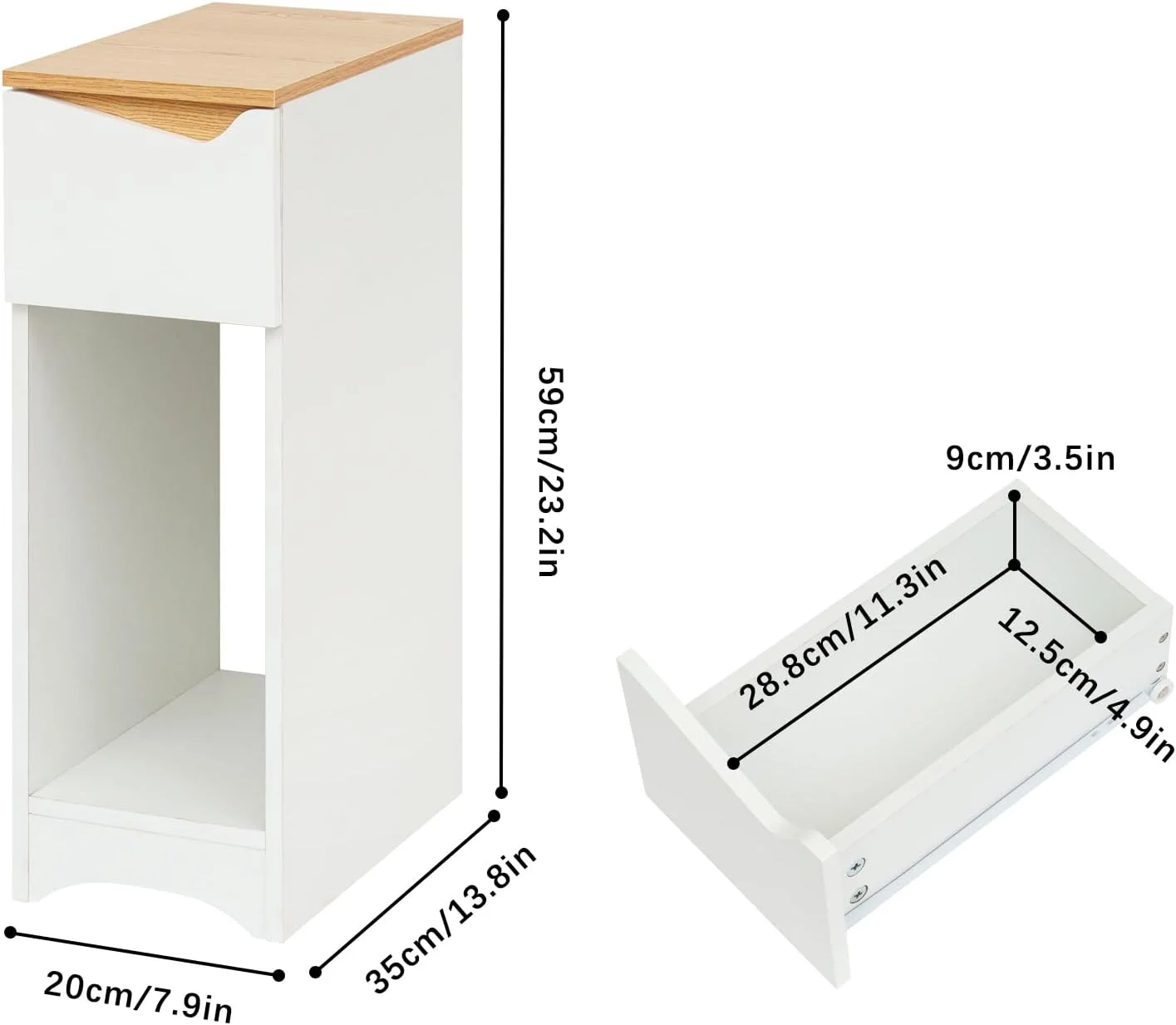 میز کنار تختی سفید، مناسب اتاق خواب و اتاق کودک، میز تلفن، ابعاد: 20x35x60 سانتی متر میز کنار تختی سفید، مناسب اتاق خواب و اتاق کودک، میز تلفن، ابعاد: 20x35x60 سانتی متر