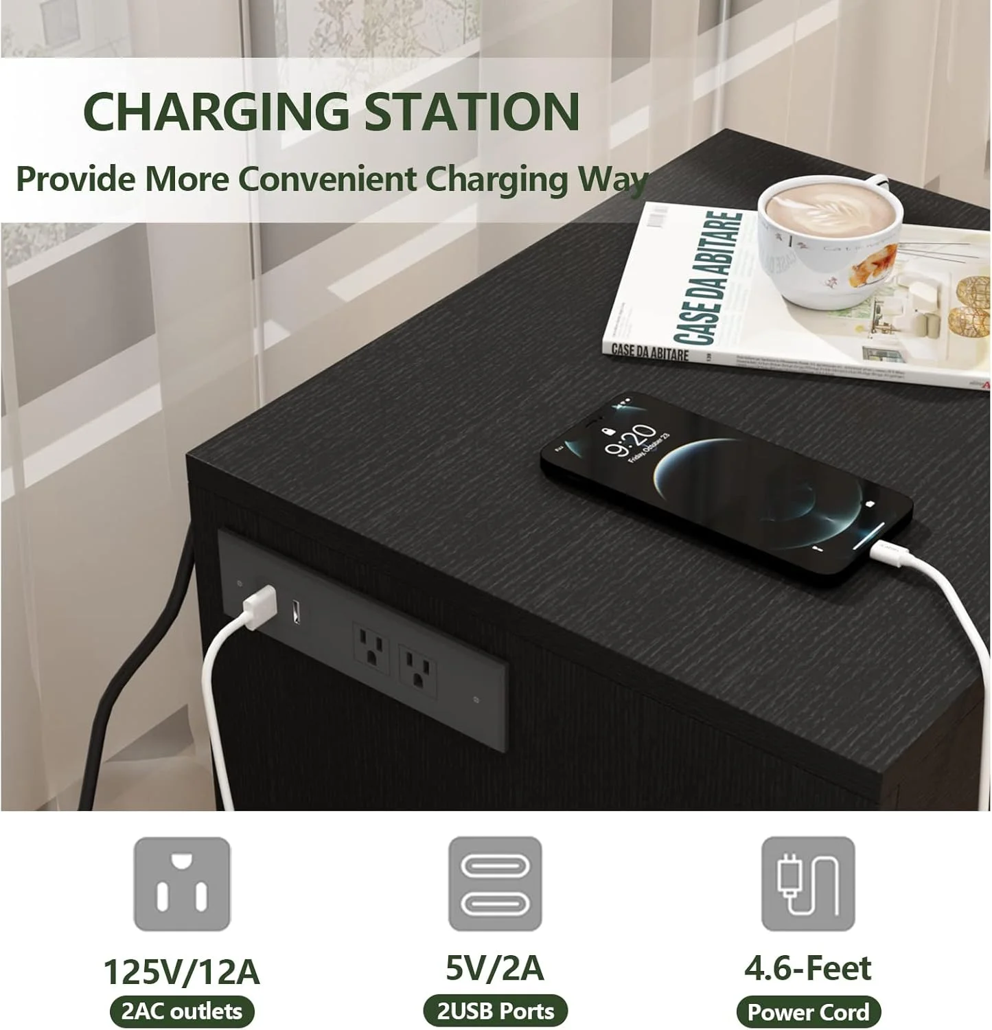 پاتختی Auromie با ایستگاه شارژ و چراغ های LED، مبلمان مخفی شونده با قفل RFID و پریزهای برق، میز کنار تختی با محفظه پنهان برای نگهداری اشیاء قیمتی