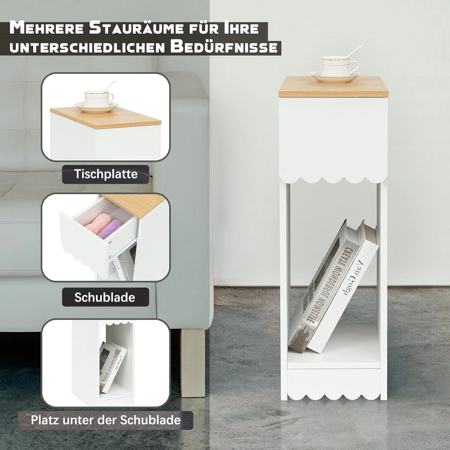 میز کنار تختی سفید Awhtixbo با کشو، مناسب اتاق خواب و اتاق کودک، میز جانبی برای تخت، میز تلفن، ابعاد: 20 x 35 x 60 سانتی متر، D میز کنار تختی سفید Awhtixbo با کشو، مناسب اتاق خواب و اتاق کودک، میز جانبی برای تخت، میز تلفن، ابعاد: 20 x 35 x 60 سانتی متر، D