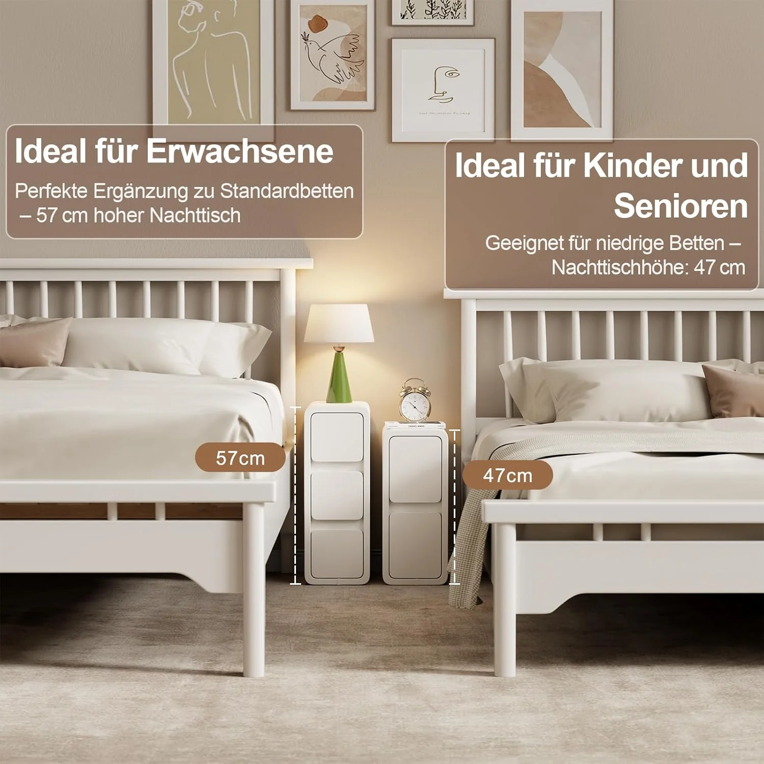 میز پاتختی کوچک AQIMUELE، کابینت باریک کنار تختی با کشو، میز پاتختی باریک از پیش مونتاژ شده با سطح چرمی برای اتاق خواب، 20 سانتی متر (سفید) میز پاتختی کوچک AQIMUELE، کابینت باریک کنار تختی با کشو، میز پاتختی باریک از پیش مونتاژ شده با سطح چرمی برای اتاق خواب، 20 سانتی متر (سفید)