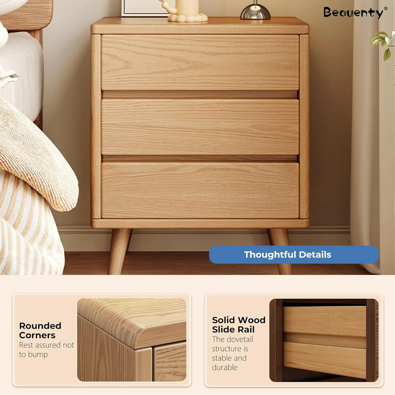 میز کنار تختی Beauenty، میز شب مدرن 3 کشویی، میز انتهایی با روکش چوب گردو، 50x40x62 سانتی متر، طراحی اواسط قرن (سبک 4) میز کنار تختی Beauenty، میز شب مدرن 3 کشویی، میز انتهایی با روکش چوب گردو، 50x40x62 سانتی متر، طراحی اواسط قرن (سبک 4)