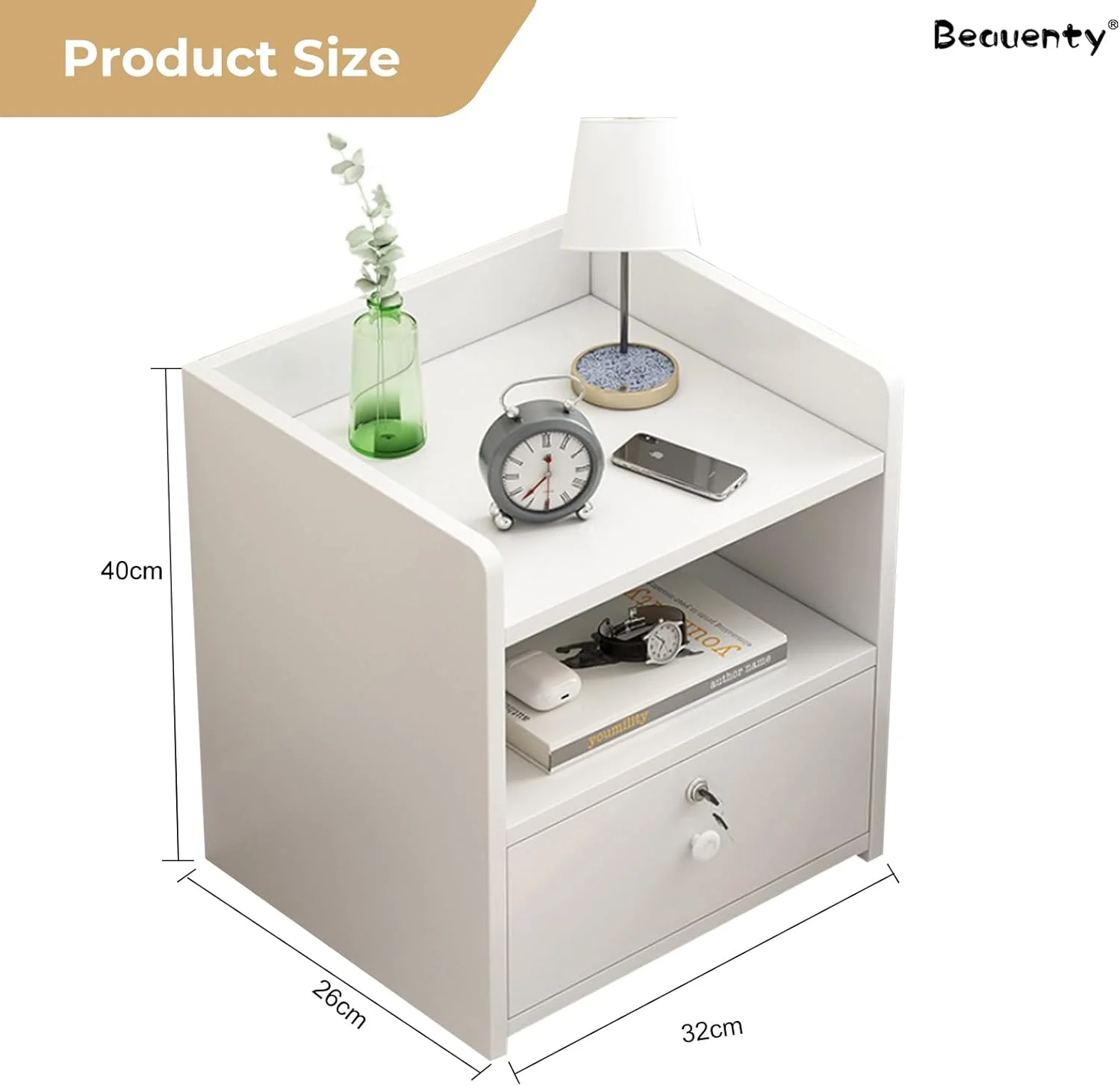 میز کنار تختی Beauenty، کابینت ذخیره سازی 32 * 60 * 40 سانتی متر، میز کنار تخت خاکستری و سفید موراندی، قفسه بندی اتاق خواب با کشو (سفید خالص) میز کنار تختی Beauenty، کابینت ذخیره سازی 32 * 60 * 40 سانتی متر، میز کنار تخت خاکستری و سفید موراندی، قفسه بندی اتاق خواب با کشو (سفید خالص)