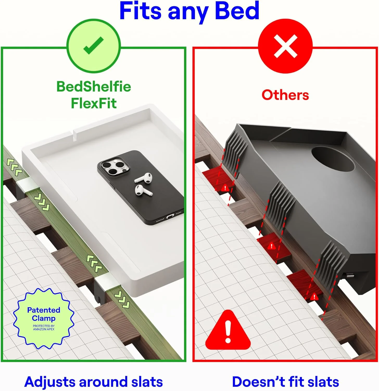 قفسه کنار تختی BedShelfie برای تخت خواب دو طبقه و طبقه بالا، لوازم ضروری اتاق خوابگاه دانشجویی، میز کنار تختی معلق، سینی ذخیره سازی میز کنار تخت، دکور اتاق خوابگاه توسط Smallish - (مدل FlexFit، سفید) قفسه کنار تختی BedShelfie برای تخت خواب دو طبقه و طبقه بالا، لوازم ضروری اتاق خوابگاه دانشجویی، میز کنار تختی معلق، سینی ذخیره سازی میز کنار تخت، دکور اتاق خوابگاه توسط Smallish - (مدل FlexFit، سفید)