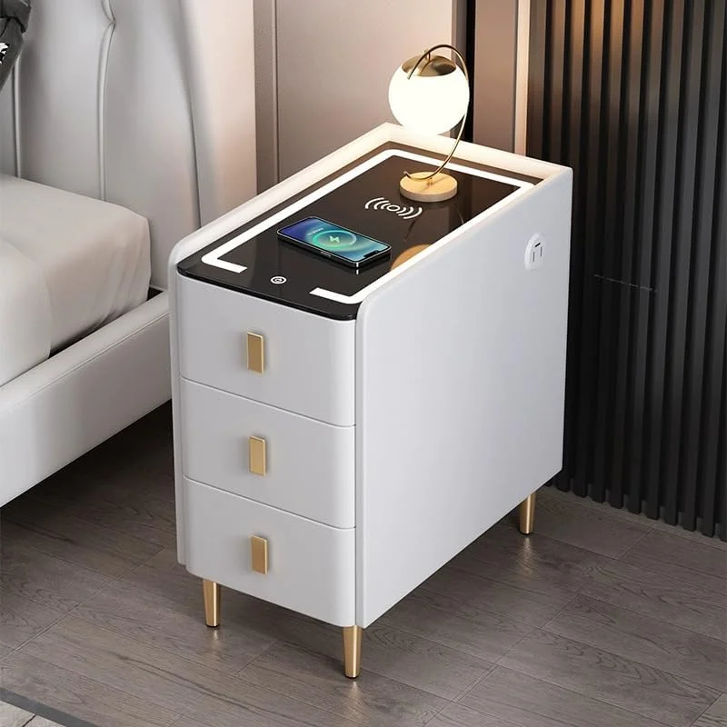 میز کنار تختی هوشمند SUPAAR، کابینت کنار تخت خواب با کشو، میز شب، با قابلیت شارژ، میز مدرن شب با چراغ ال ای دی. (نارنجی) میز کنار تختی هوشمند SUPAAR، کابینت کنار تخت خواب با کشو، میز شب، با قابلیت شارژ، میز مدرن شب با چراغ ال ای دی. (نارنجی)