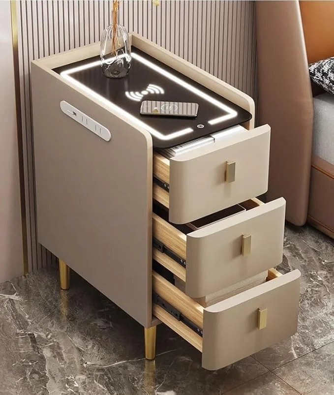 میز کنار تختی هوشمند اتاق خواب با کشو، میز کنار تختی، با قابلیت شارژ، میز مدرن کنار تختی با نور ال ای دی. (آبی) میز کنار تختی هوشمند اتاق خواب با کشو، میز کنار تختی، با قابلیت شارژ، میز مدرن کنار تختی با نور ال ای دی. (آبی)